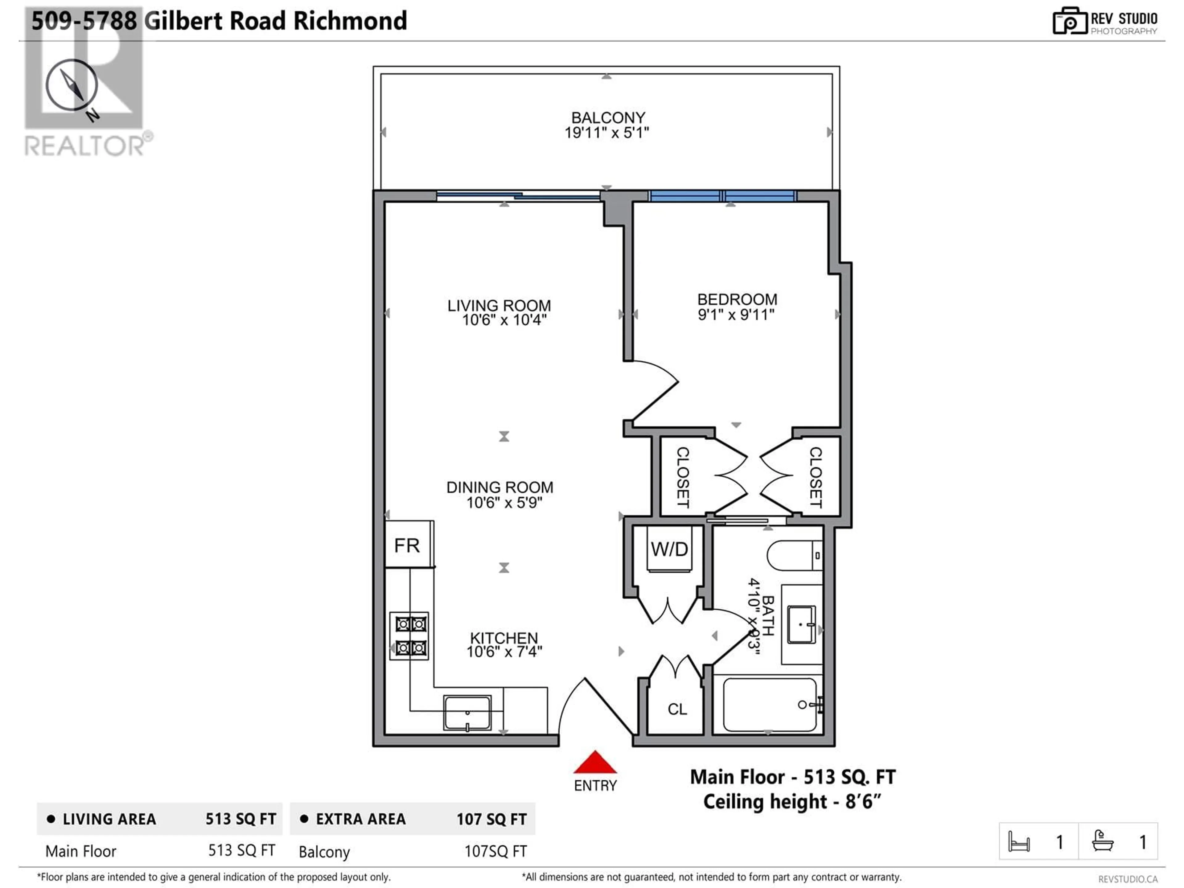 Floor plan for 509 - 5788 GILBERT ROAD, Richmond British Columbia V7C0G1