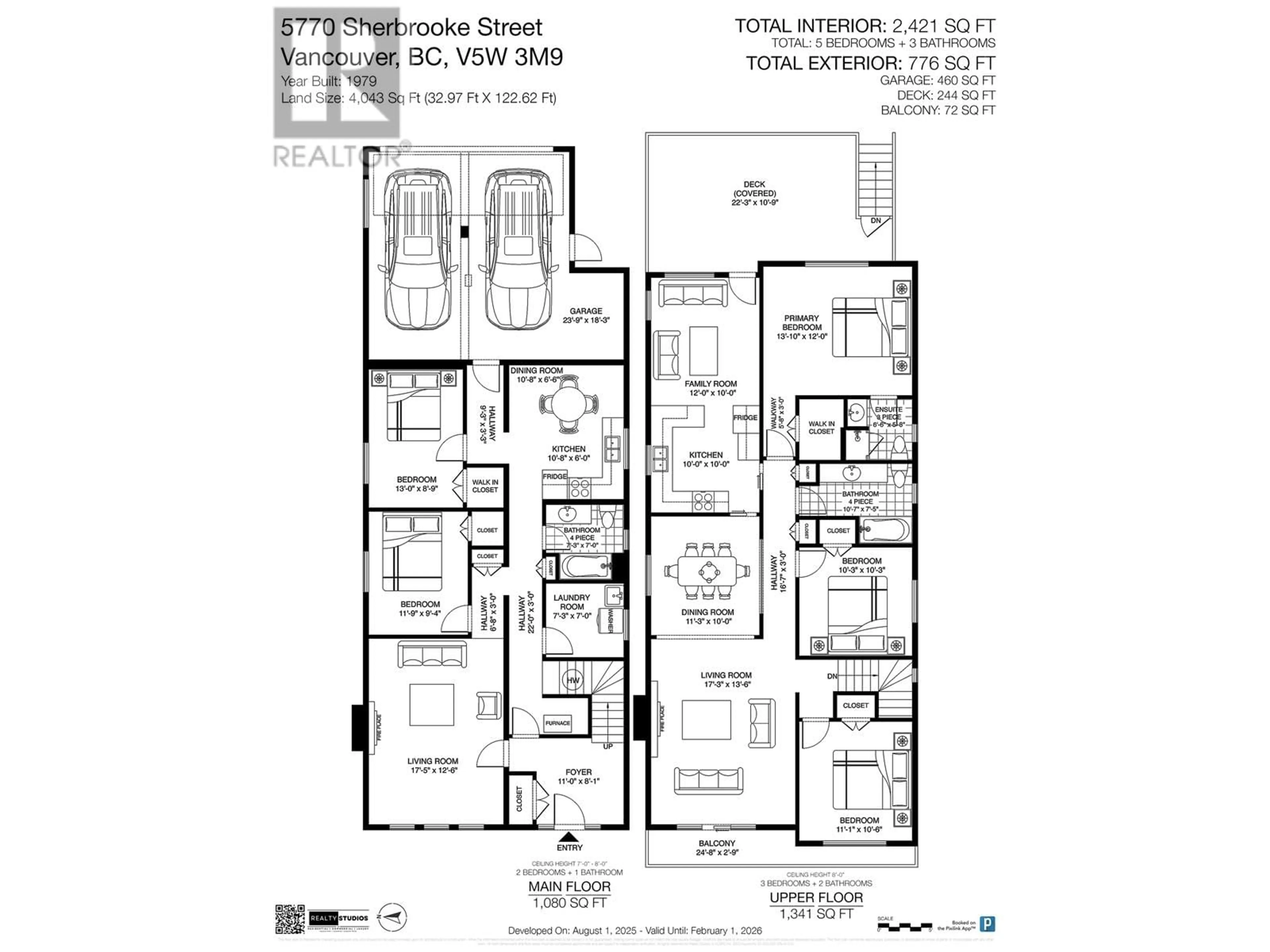 Floor plan for 5770 SHERBROOKE STREET, Vancouver British Columbia V5W3M9