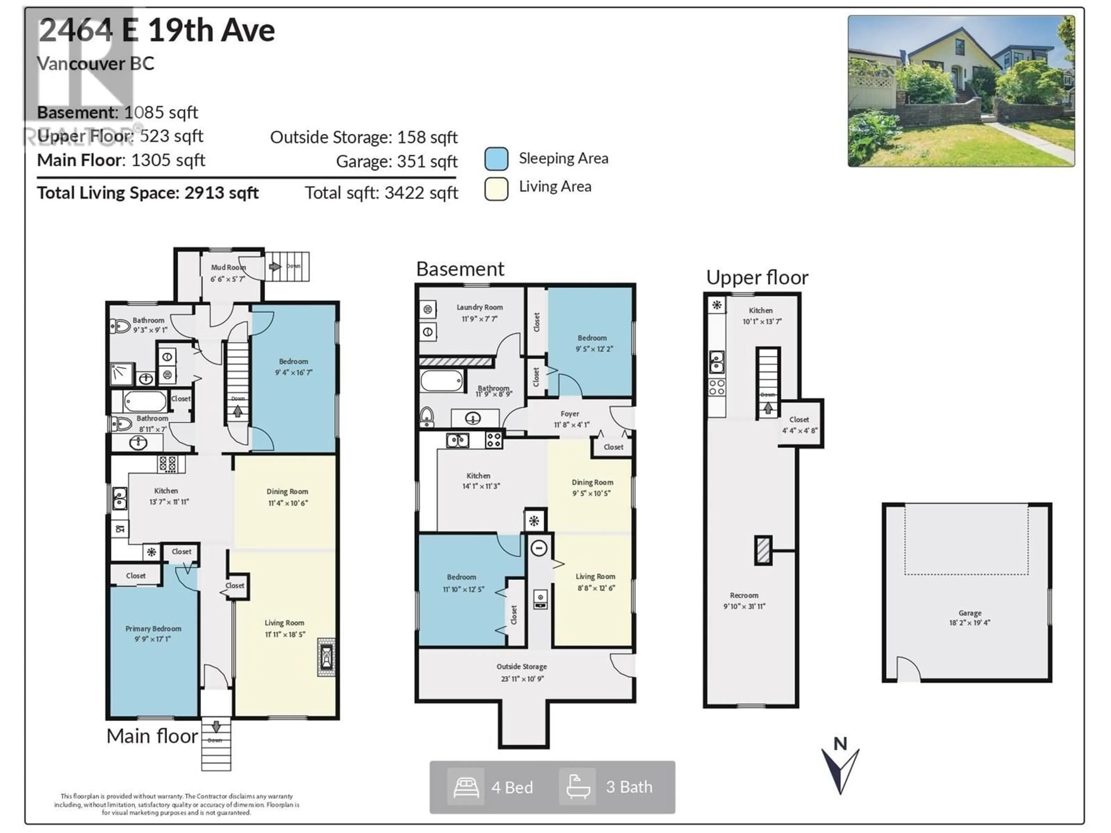 Floor plan for 2464 19TH AVENUE, Vancouver British Columbia V5M2R9