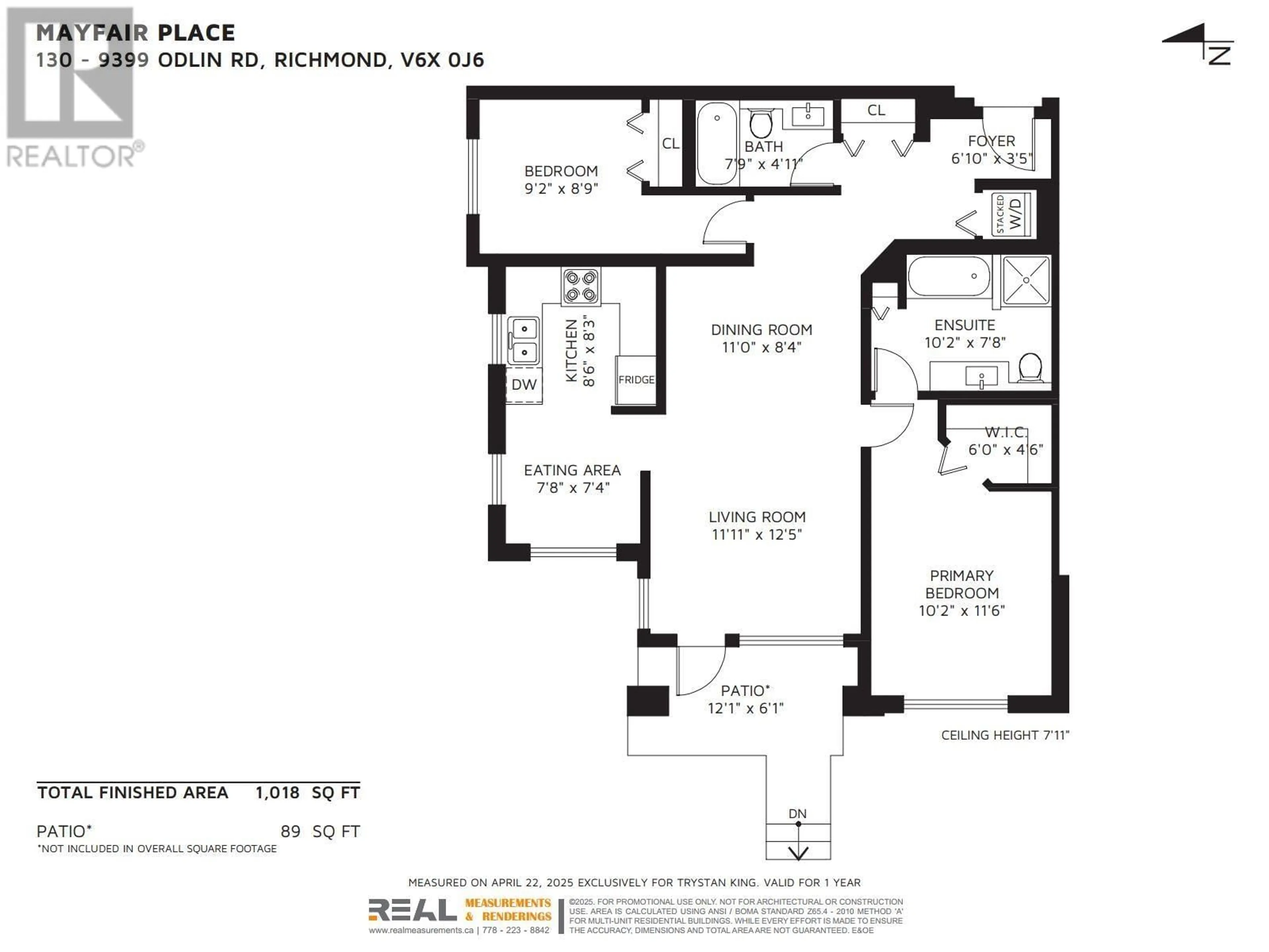 Floor plan for 130 - 9399 ODLIN ROAD, Richmond British Columbia V6X0J6