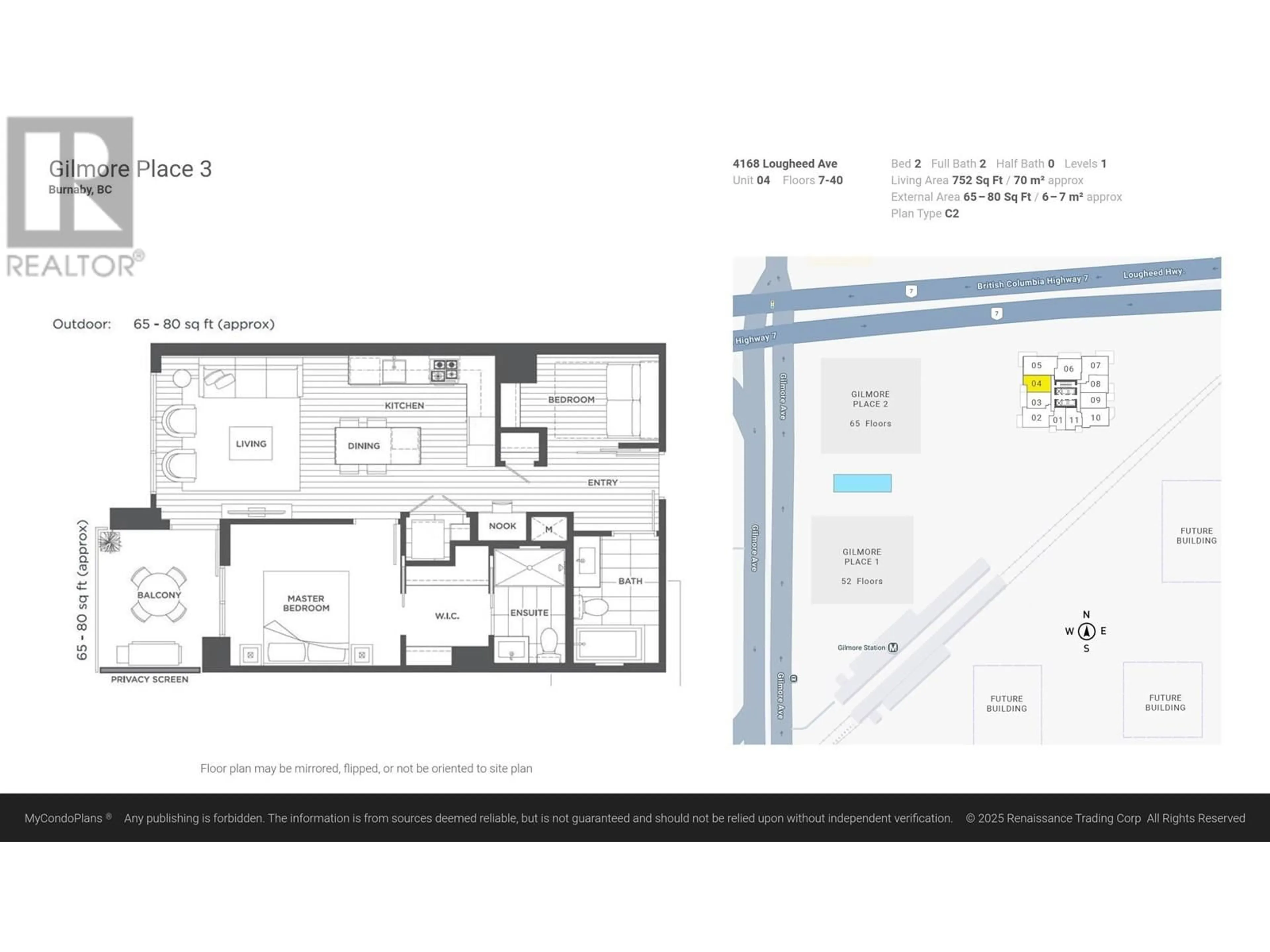 Floor plan for 1904 - 4168 LOUGHEED HIGHWAY, Burnaby British Columbia V5C0N9