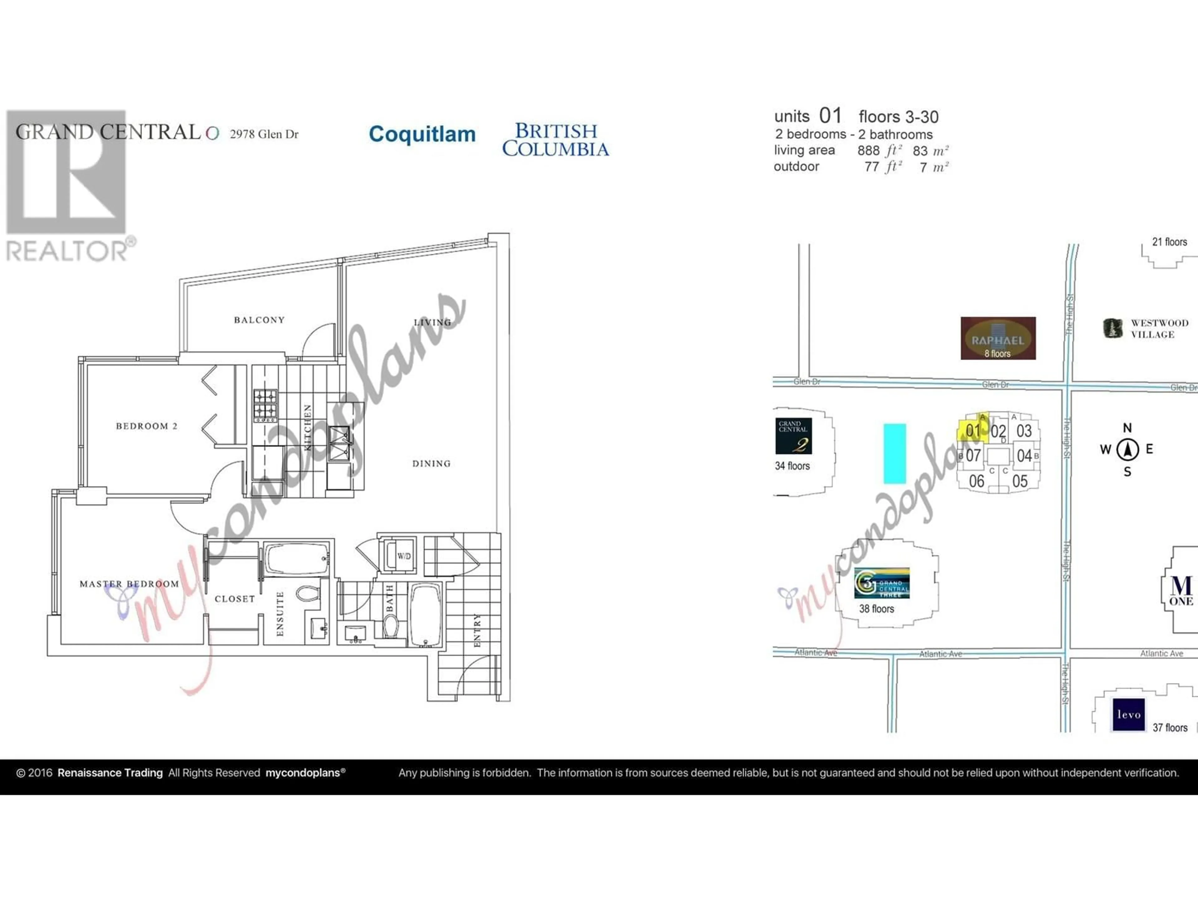 Floor plan for 701 - 2978 GLEN DRIVE, Coquitlam British Columbia V3B0C3