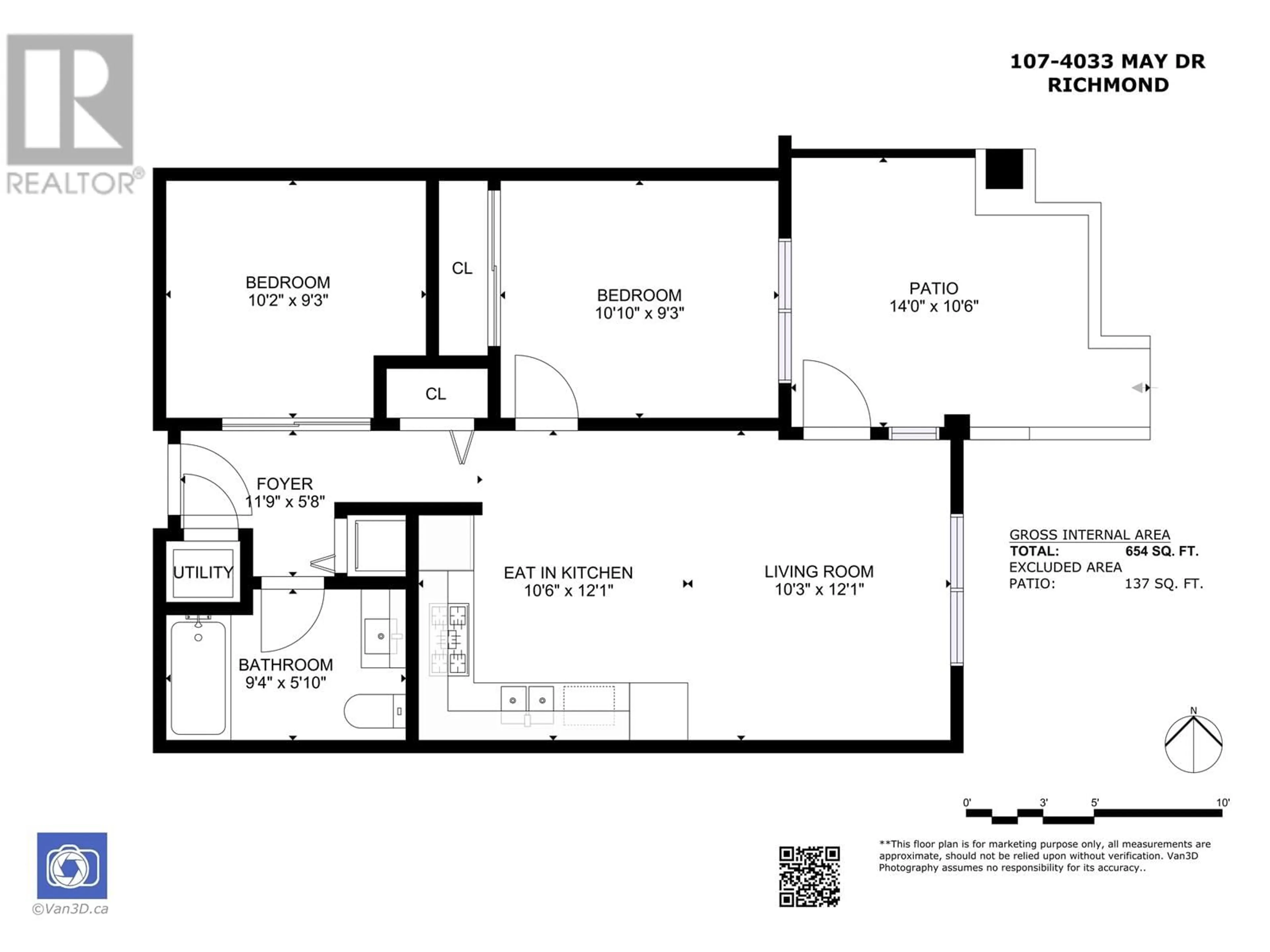 Floor plan for 107 - 4033 MAY DRIVE, Richmond British Columbia V6X0T3