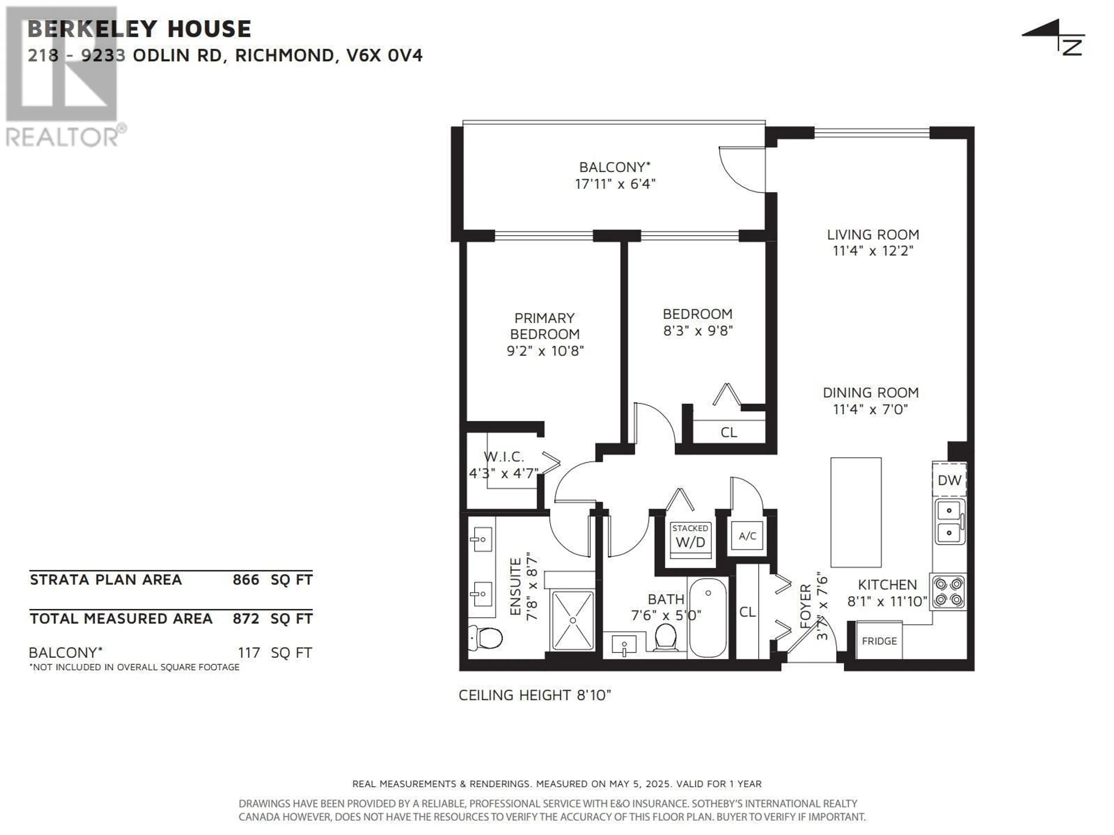 Floor plan for 218 - 9233 ODLIN ROAD, Richmond British Columbia V6X0V4