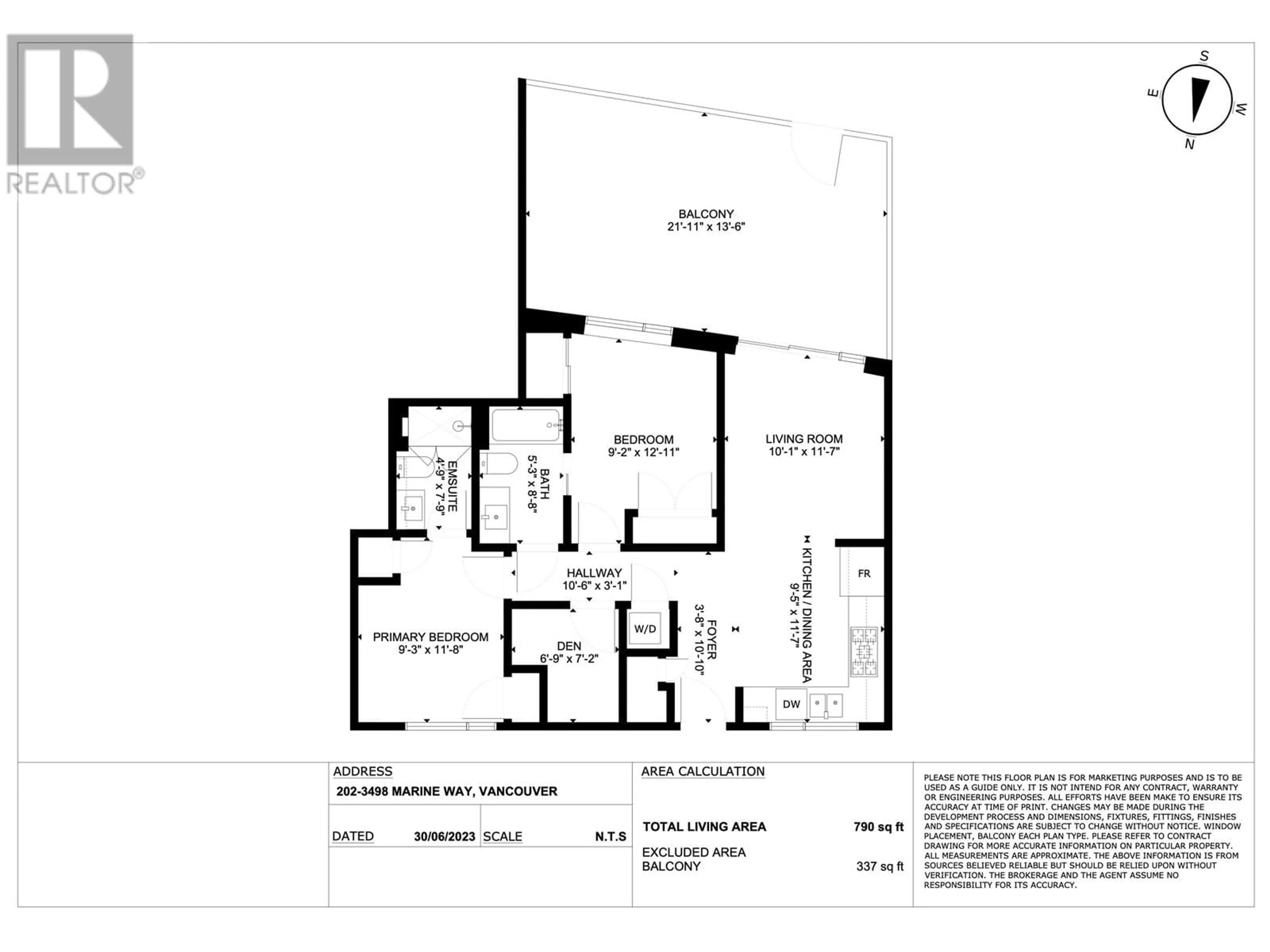 Floor plan for 202 - 3498 MARINE WAY, Vancouver British Columbia V5S0H1