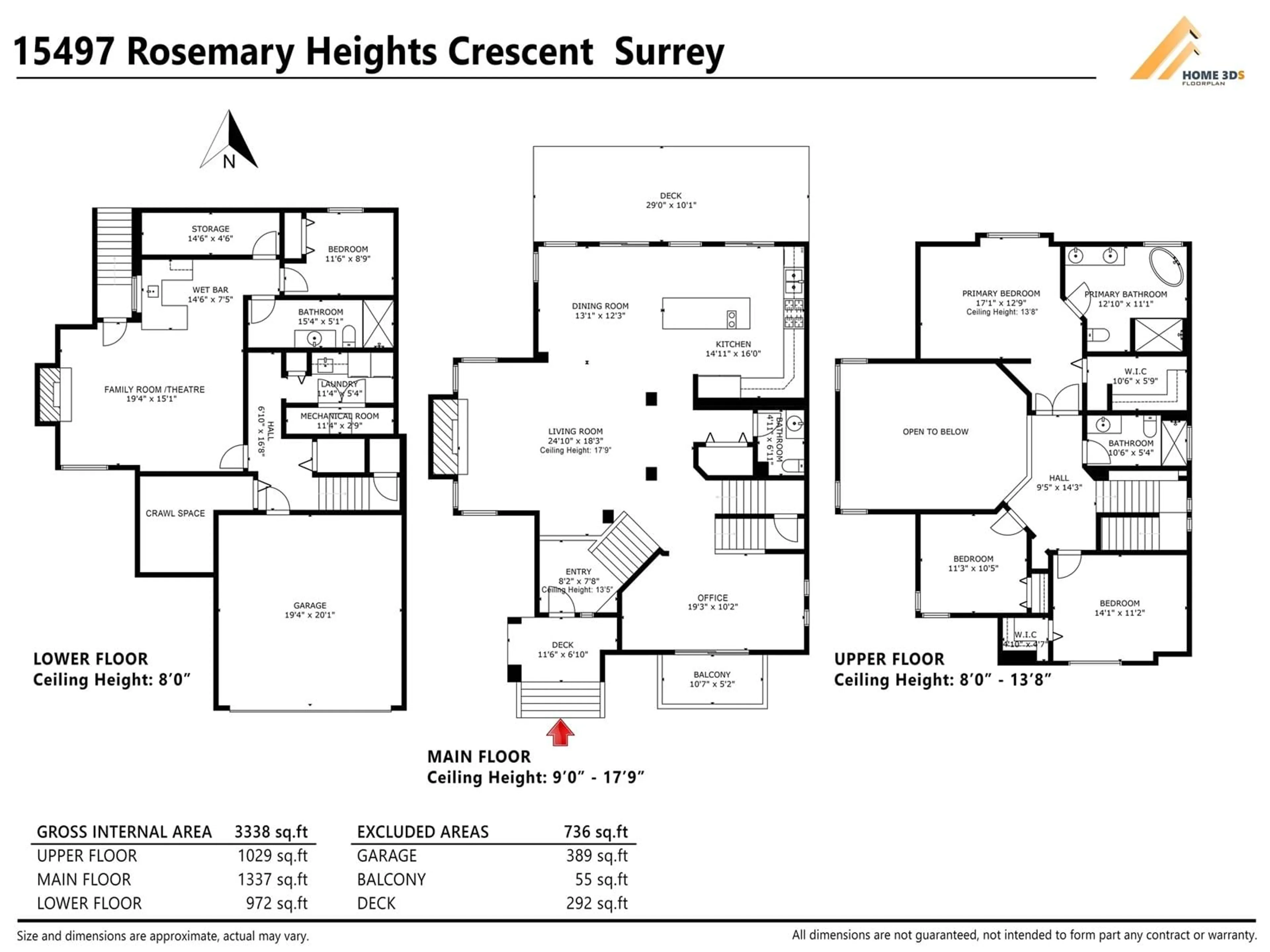 Floor plan for 15497 ROSEMARY HEIGHTS, Surrey British Columbia V3Z0K2