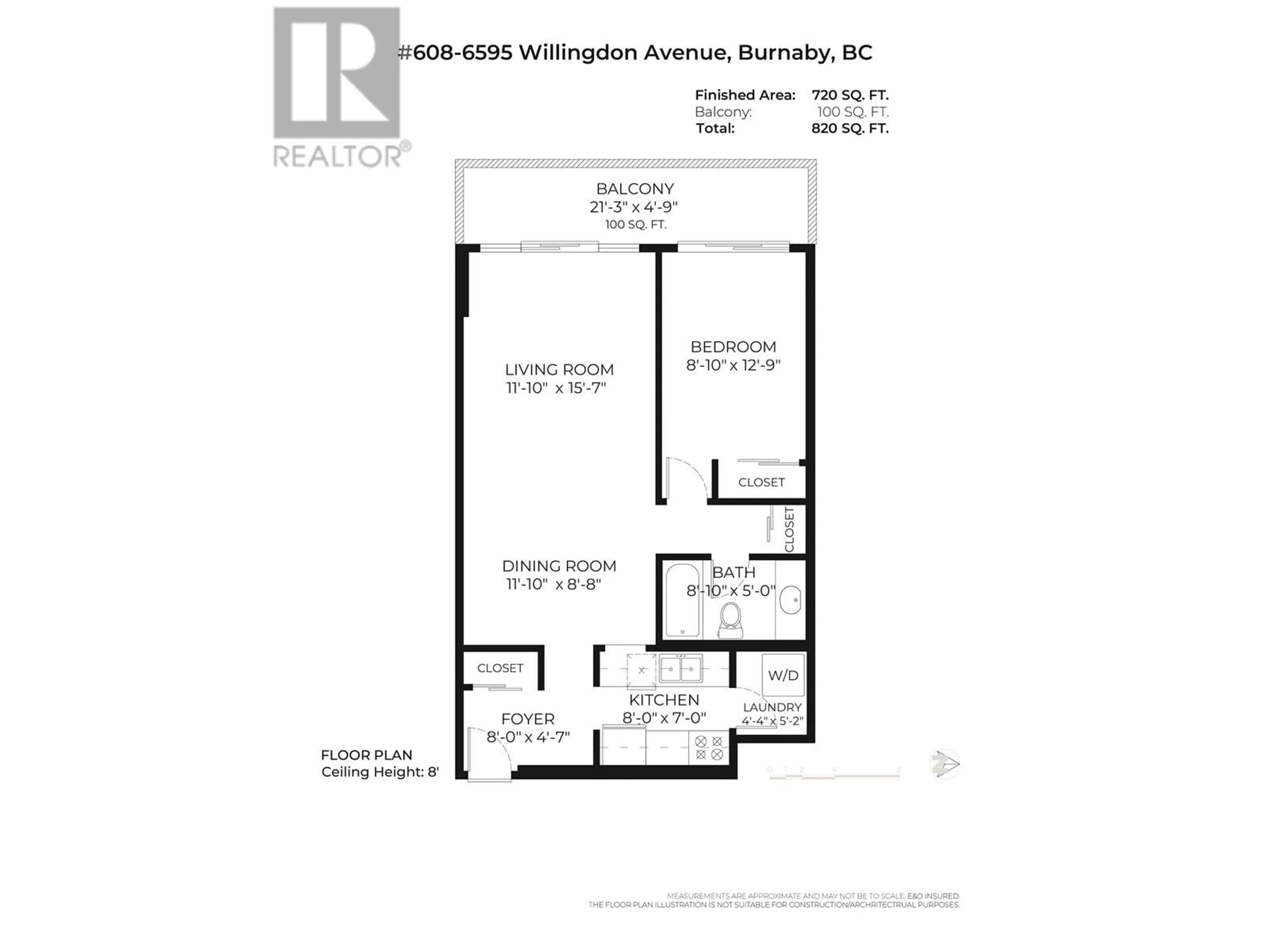 Floor plan for 608 - 6595 WILLINGDON AVENUE, Burnaby British Columbia V5H4E5