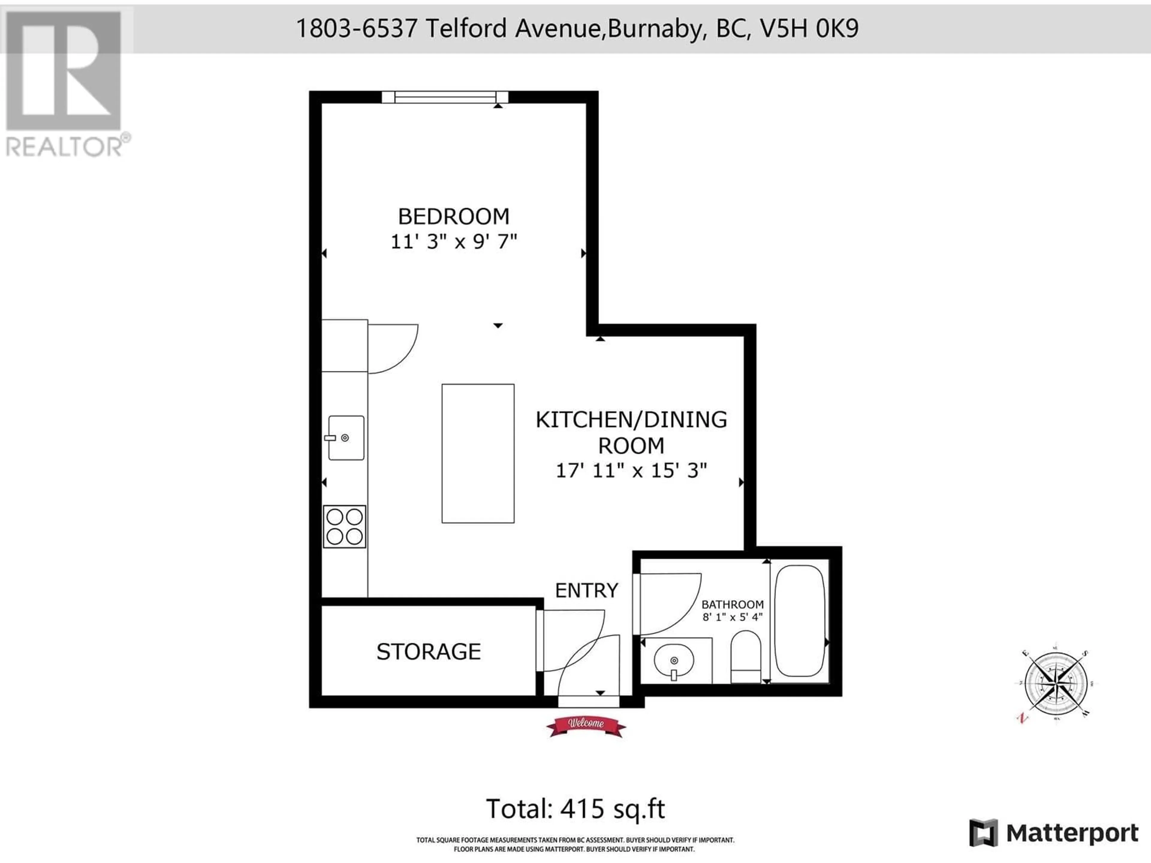 Floor plan for 1803 - 6537 TELFORD AVENUE, Burnaby British Columbia V5H0K9