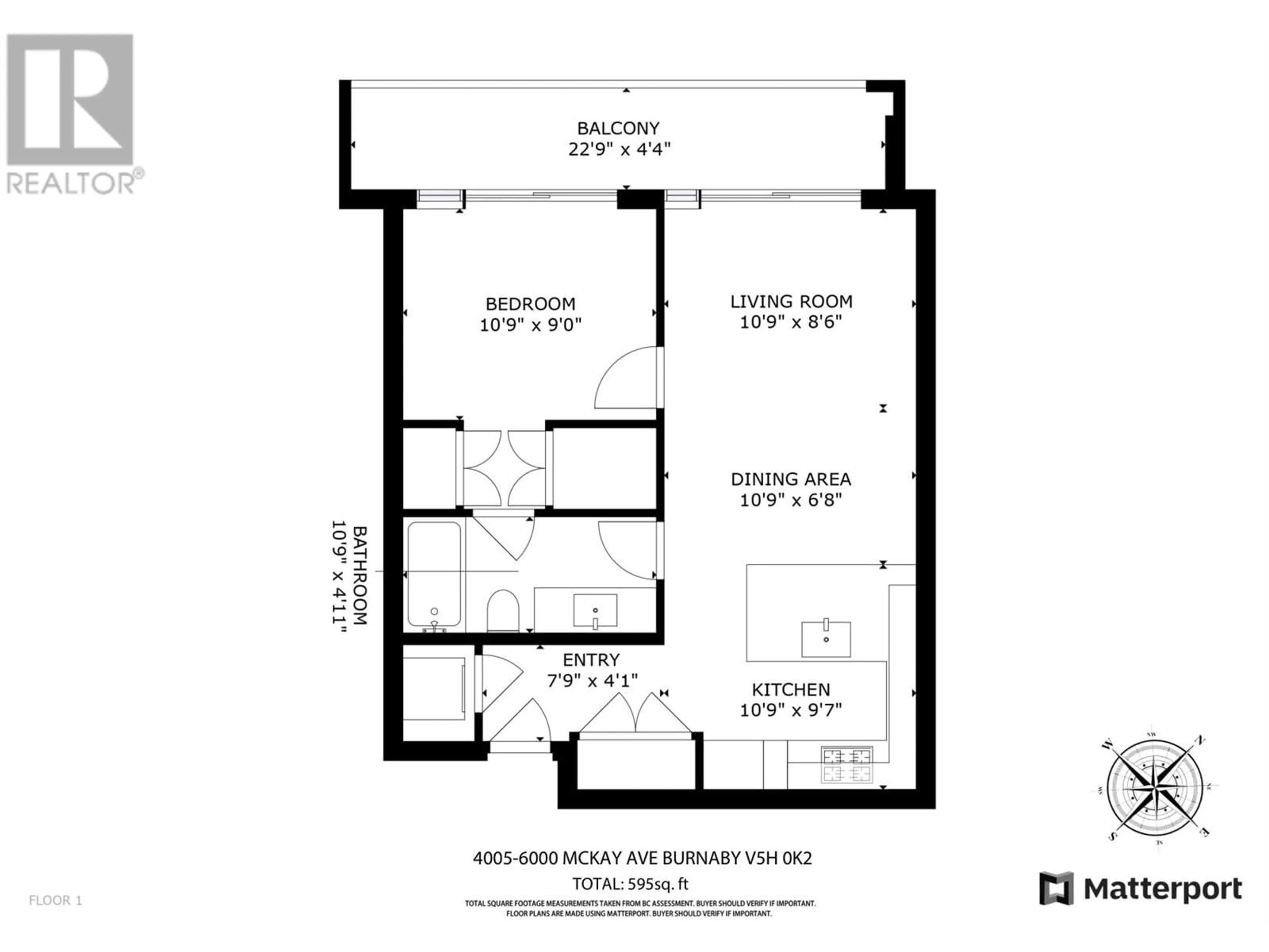 Floor plan for 4005 - 6000 MCKAY AVENUE, Burnaby British Columbia V5H0K2