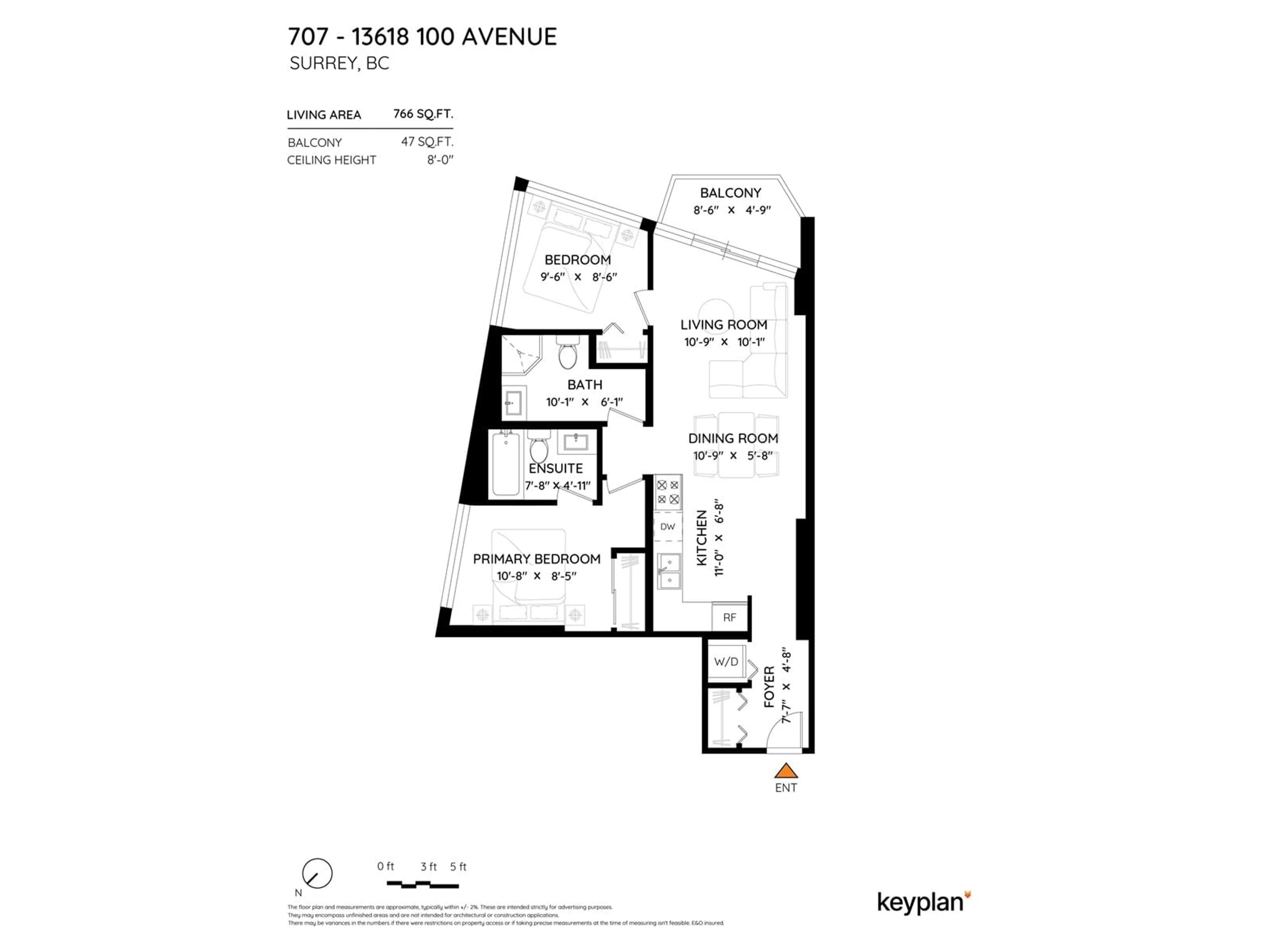 Floor plan for 707 - 13618 100, Surrey British Columbia V3T0A8