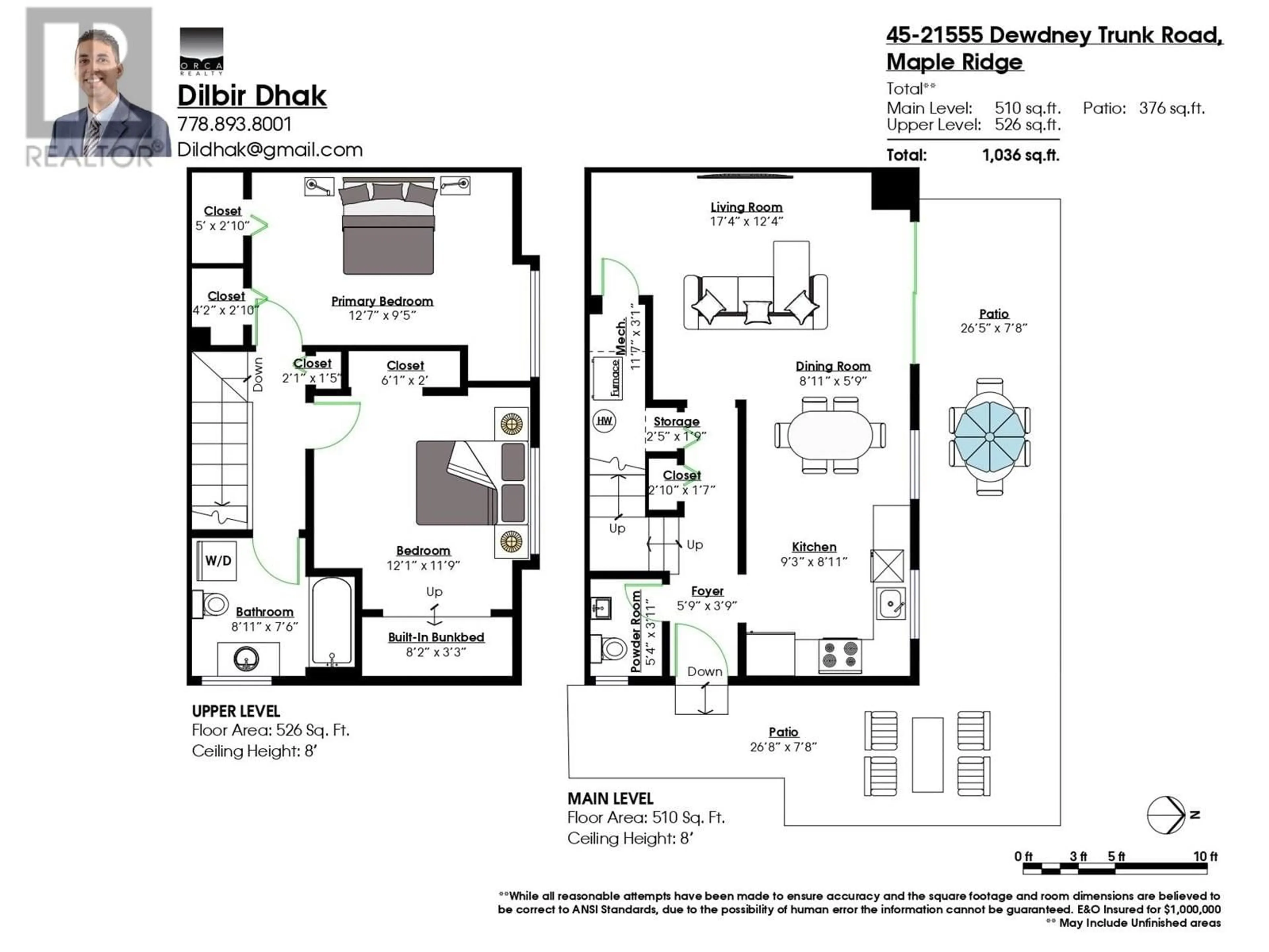 Floor plan for 45 - 21555 DEWDNEY TRUNK ROAD, Maple Ridge British Columbia V2X3G6
