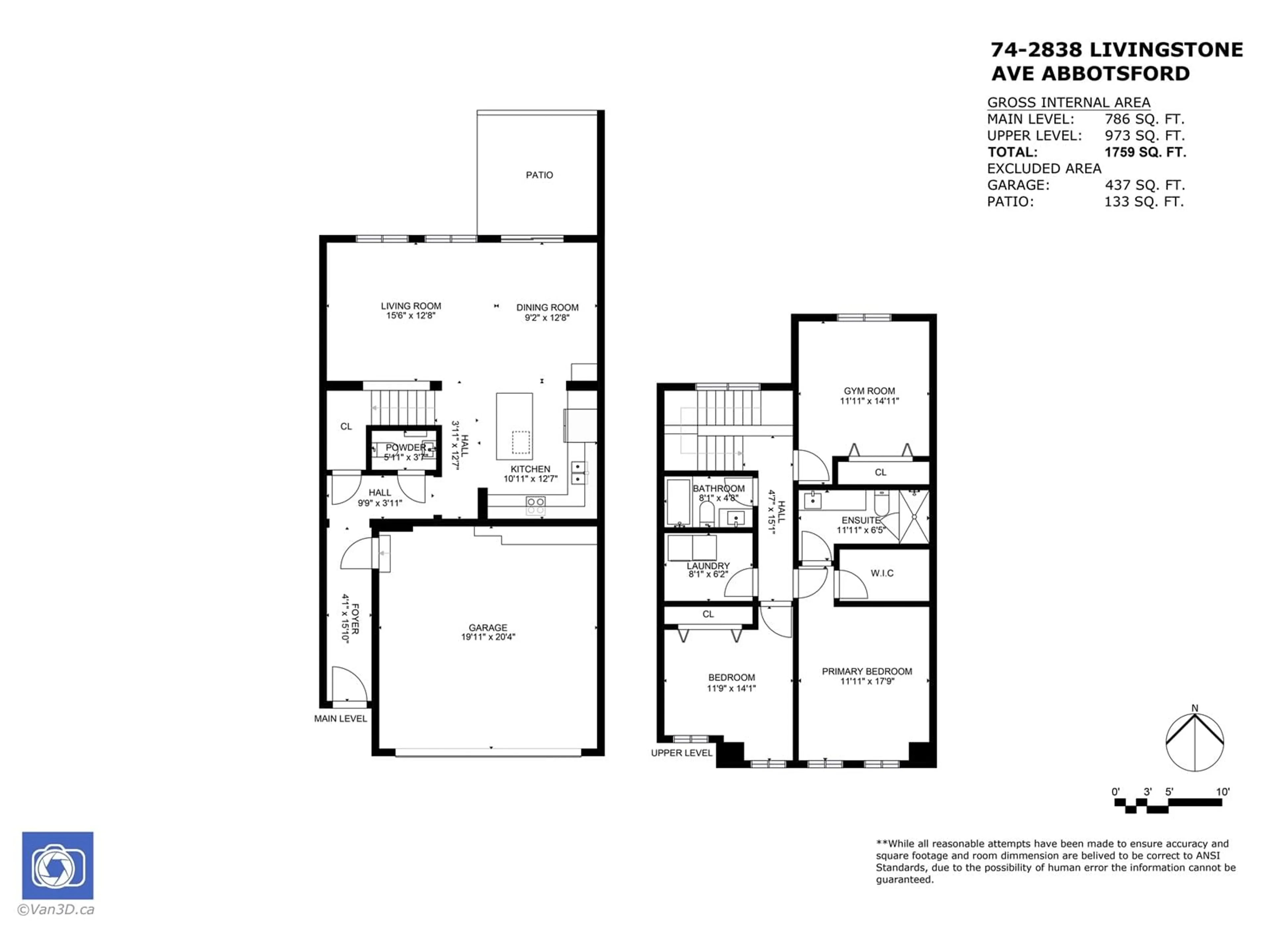 Floor plan for 74 - 2838 LIVINGSTONE, Abbotsford British Columbia V2J0J1