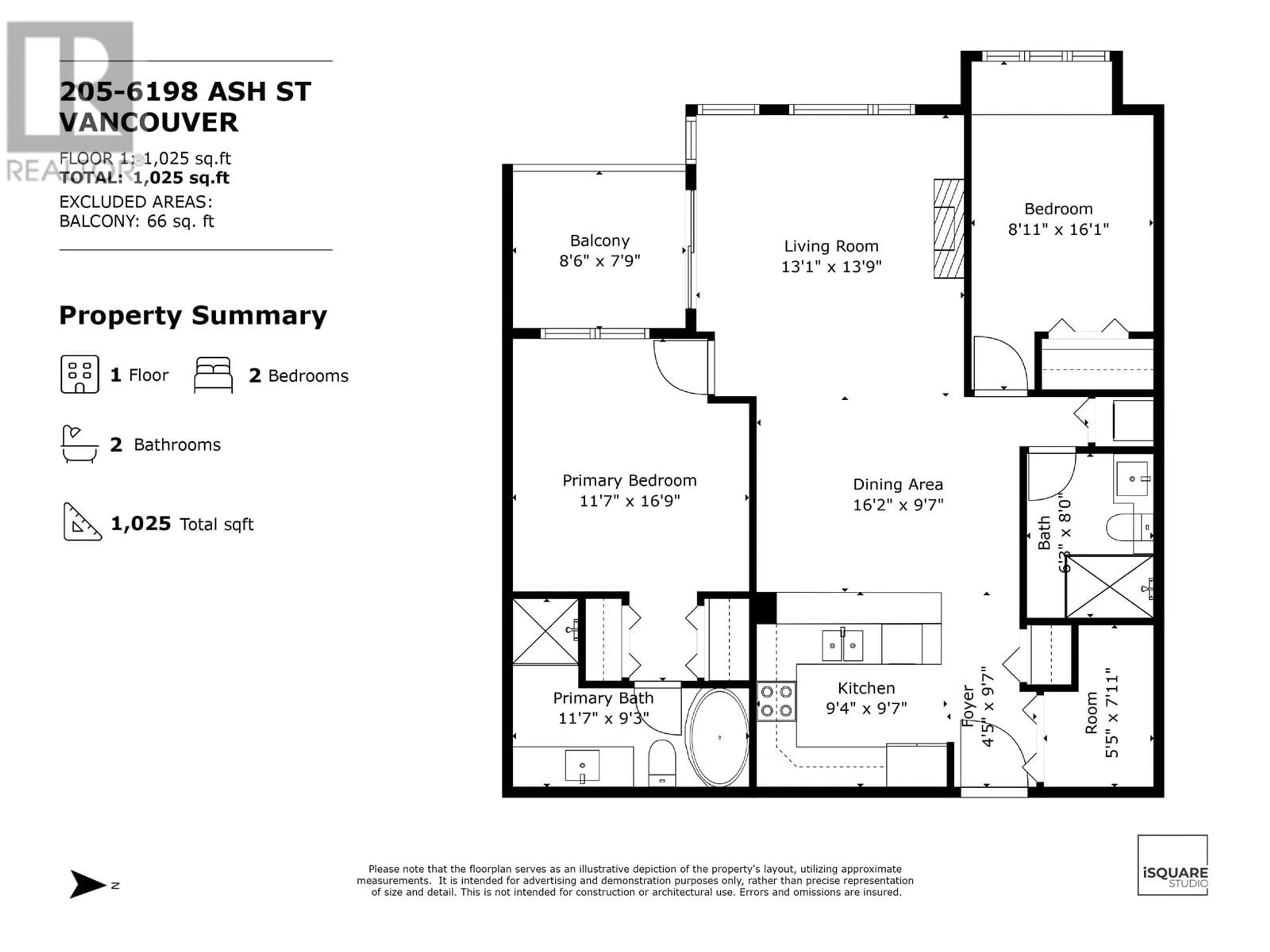 Floor plan for 205 - 6198 ASH STREET, Vancouver British Columbia V5Z3G9