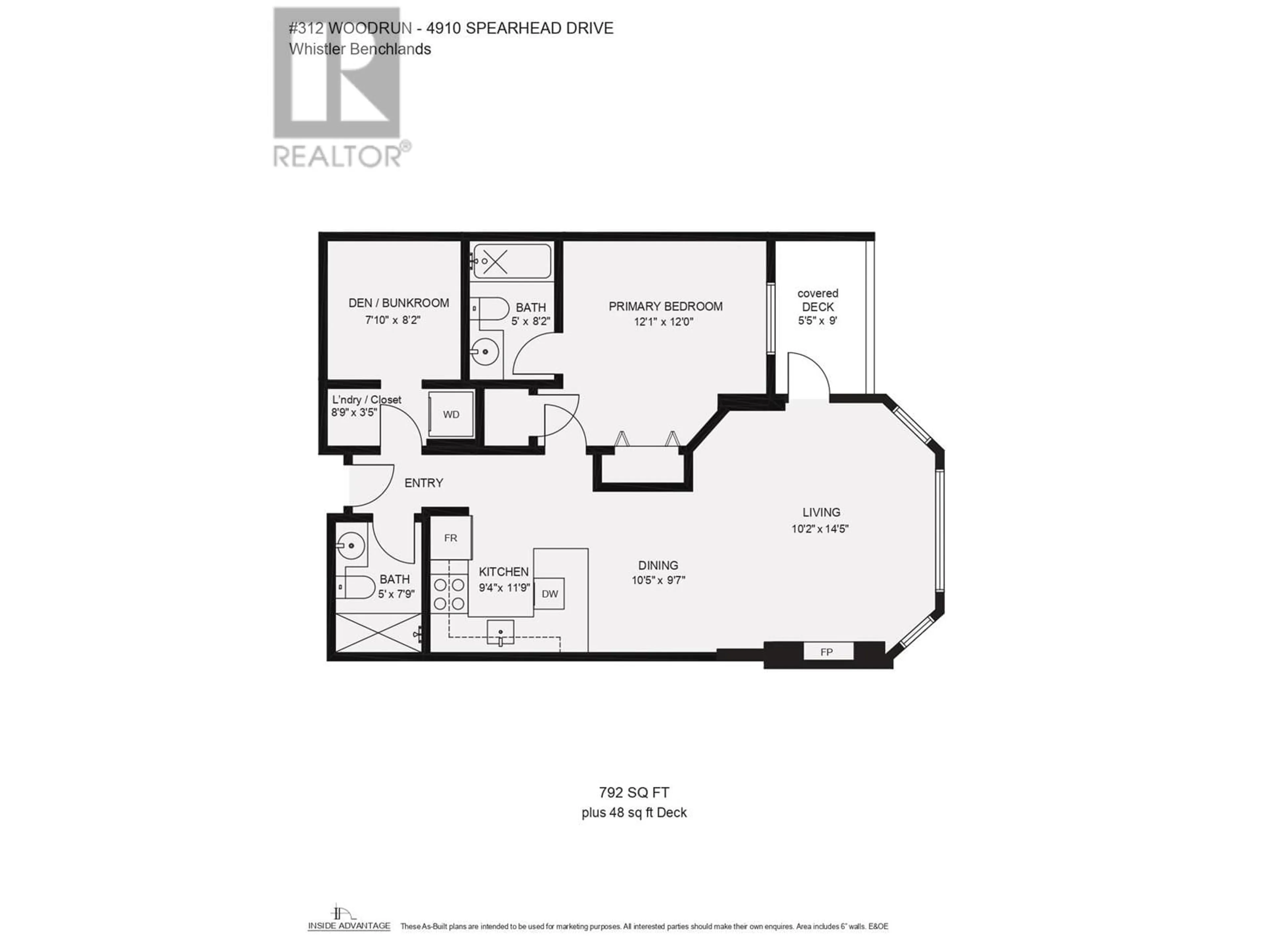 Floor plan for 312 - 4910 SPEARHEAD PLACE, Whistler British Columbia V8E1G1