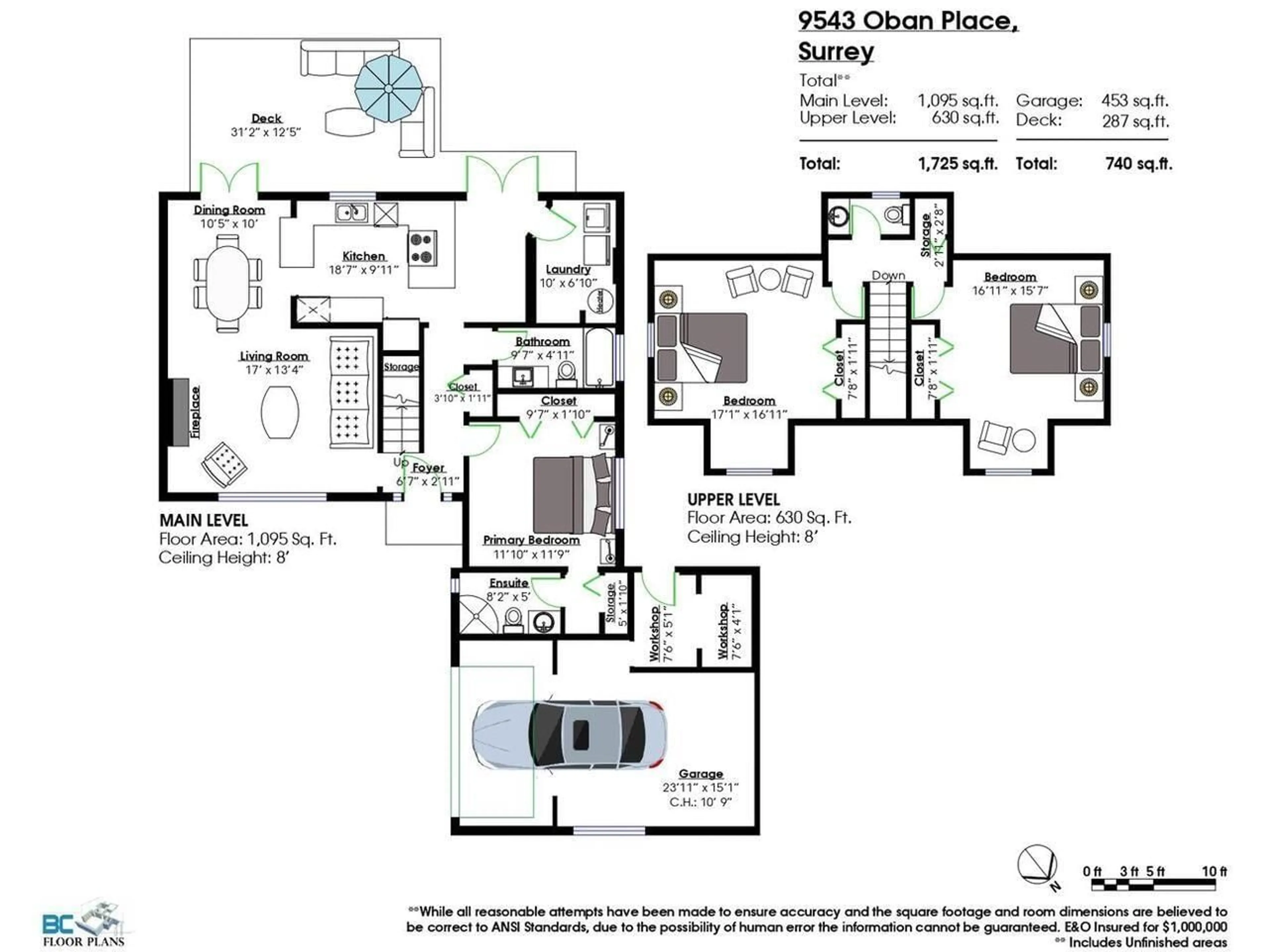 Floor plan for 9543 OBAN, Surrey British Columbia V3V6Z2