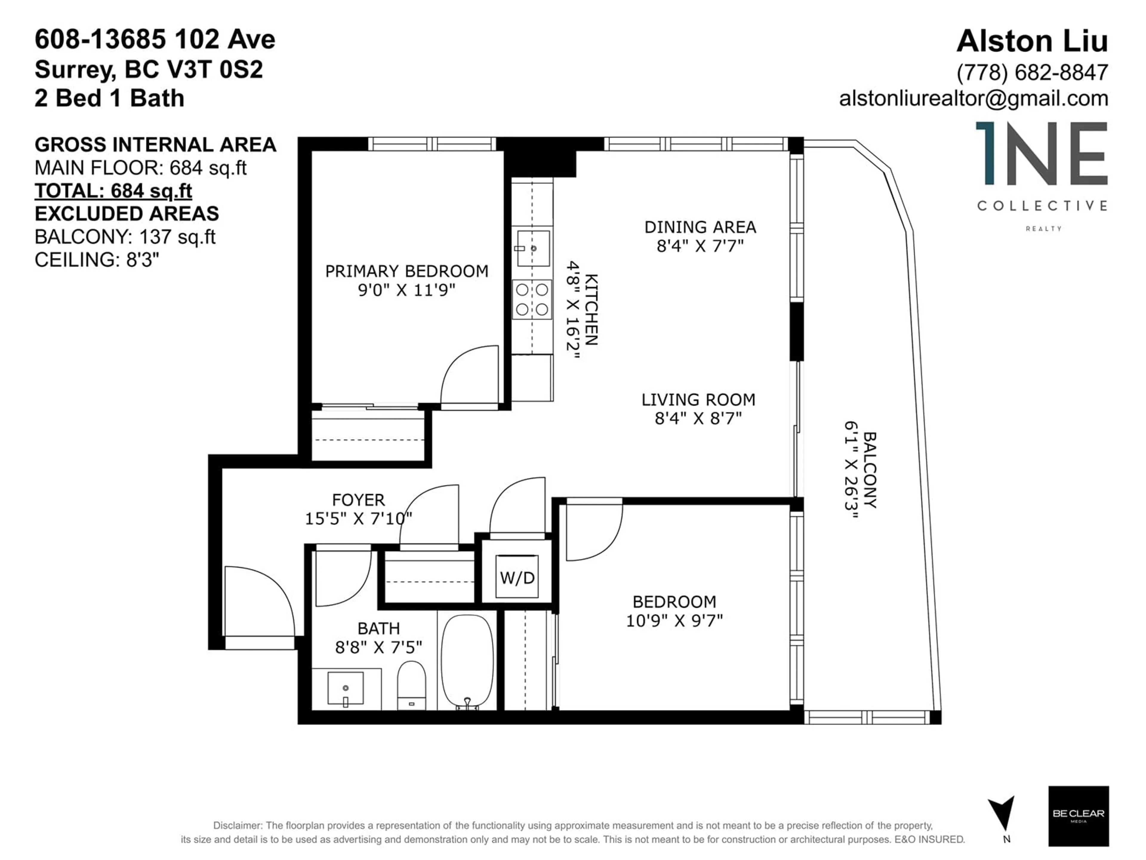 Floor plan for 608 - 13685 102, Surrey British Columbia V3T0S2