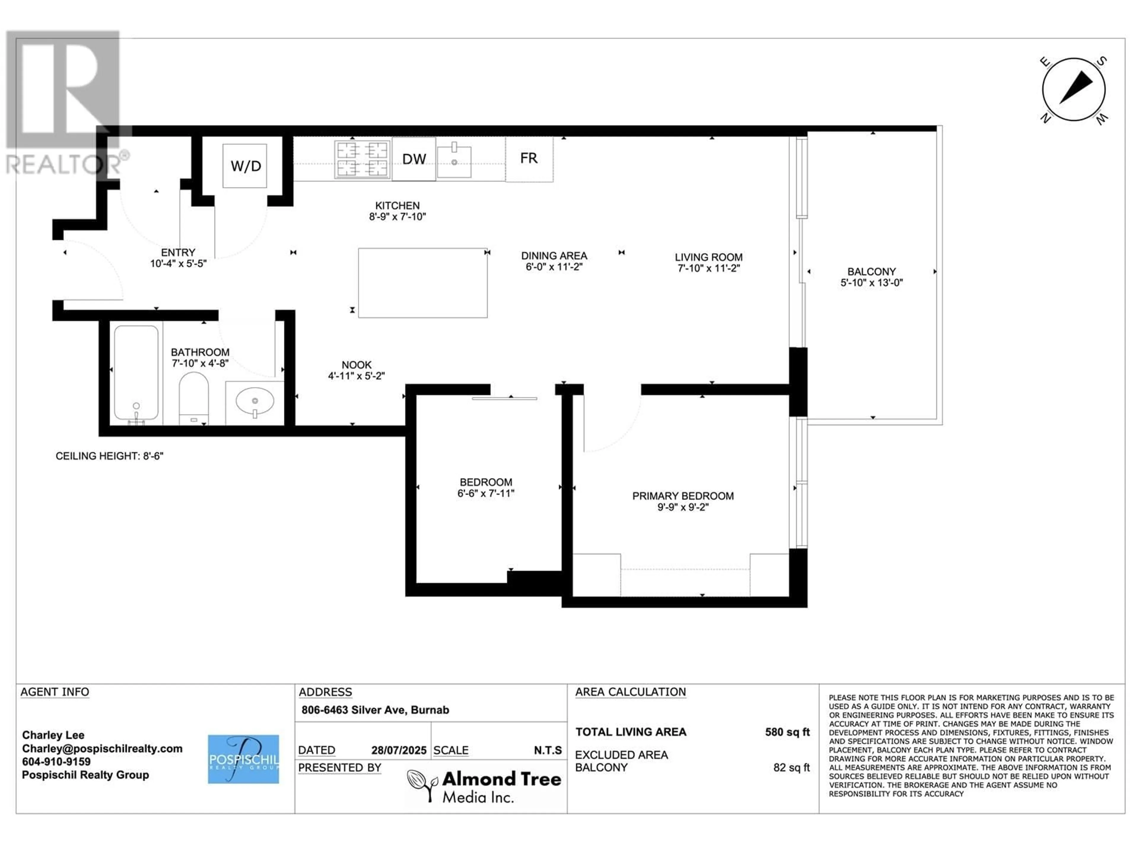 Floor plan for 806 - 6463 SILVER AVENUE, Burnaby British Columbia V5H0K4