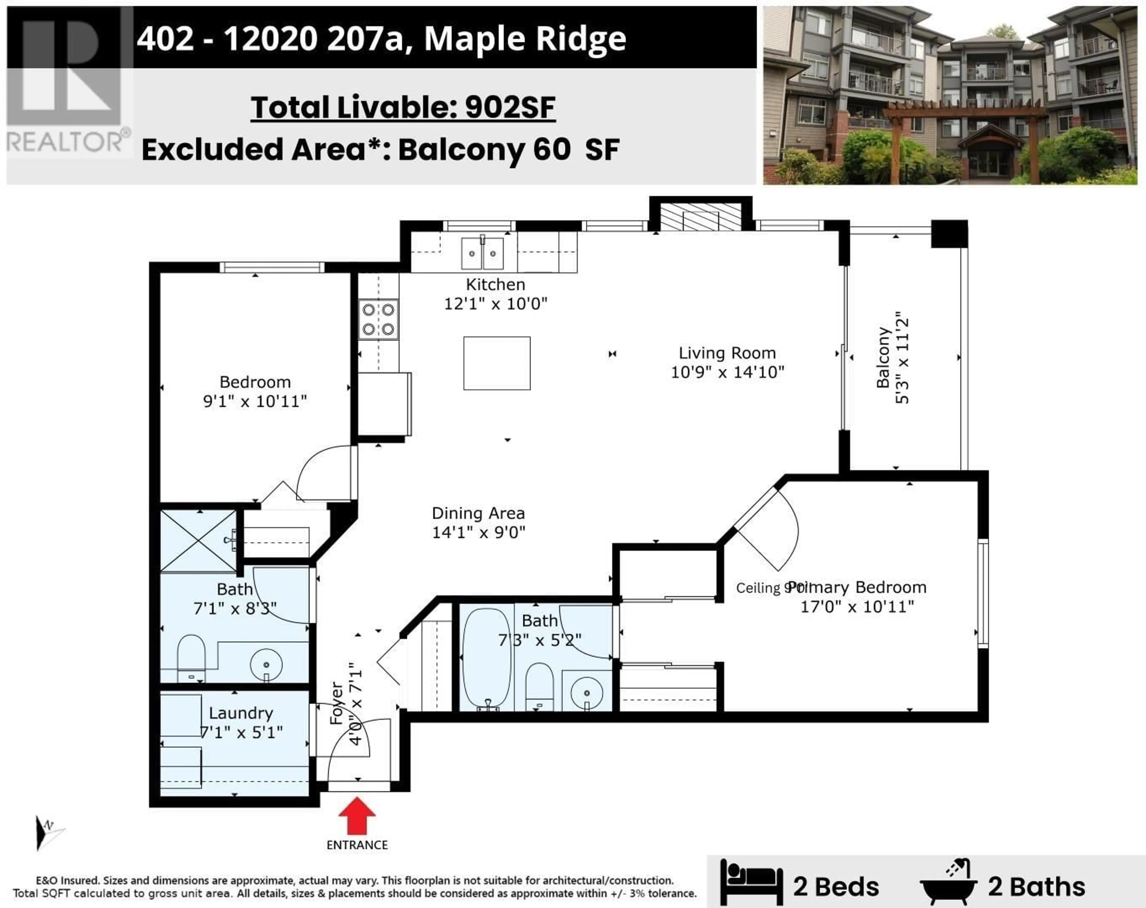 Floor plan for 402 - 12020 207A STREET, Maple Ridge British Columbia V2X8V2
