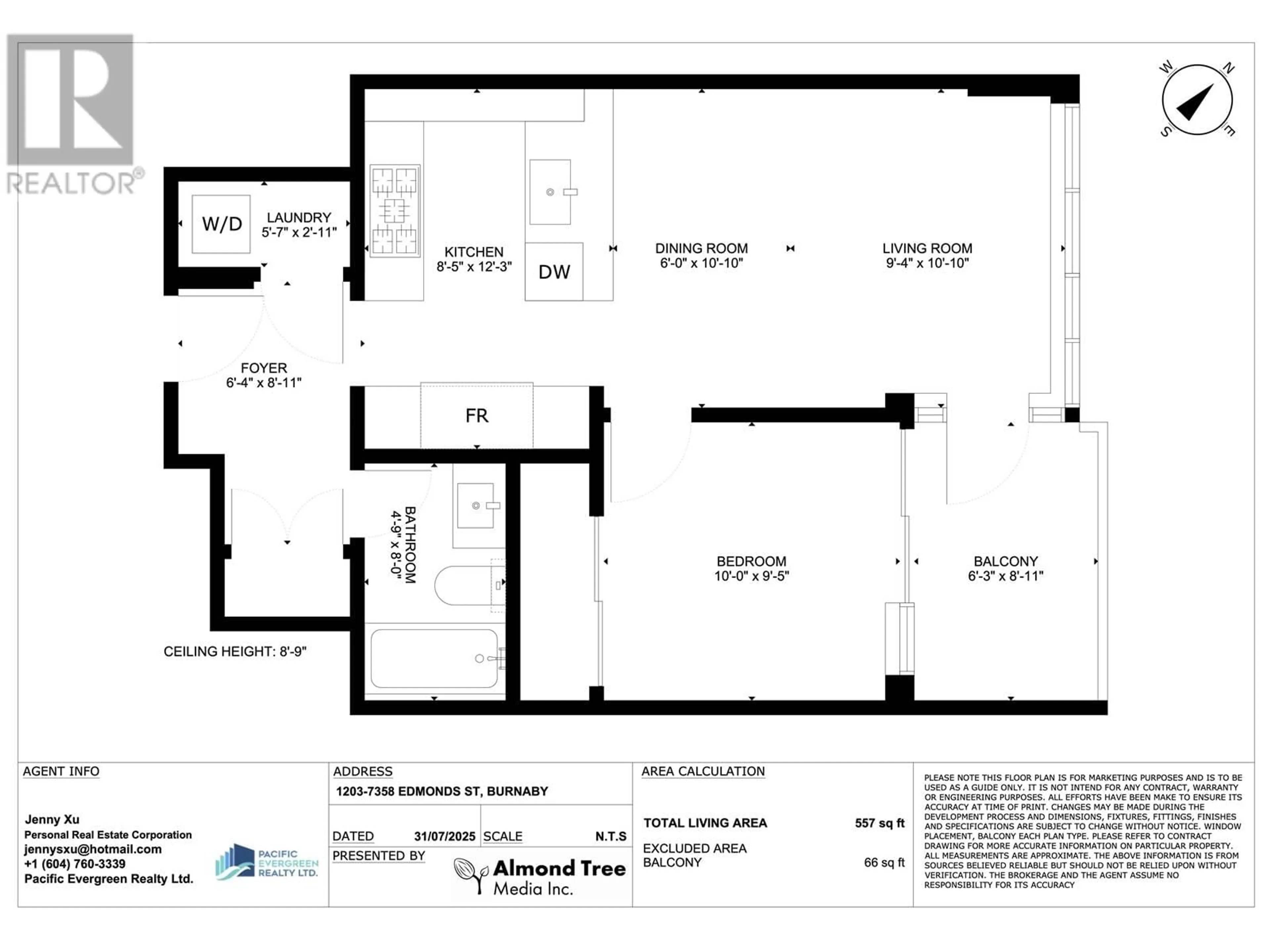 Floor plan for 1203 - 7358 EDMONDS STREET, Burnaby British Columbia V3N0H1