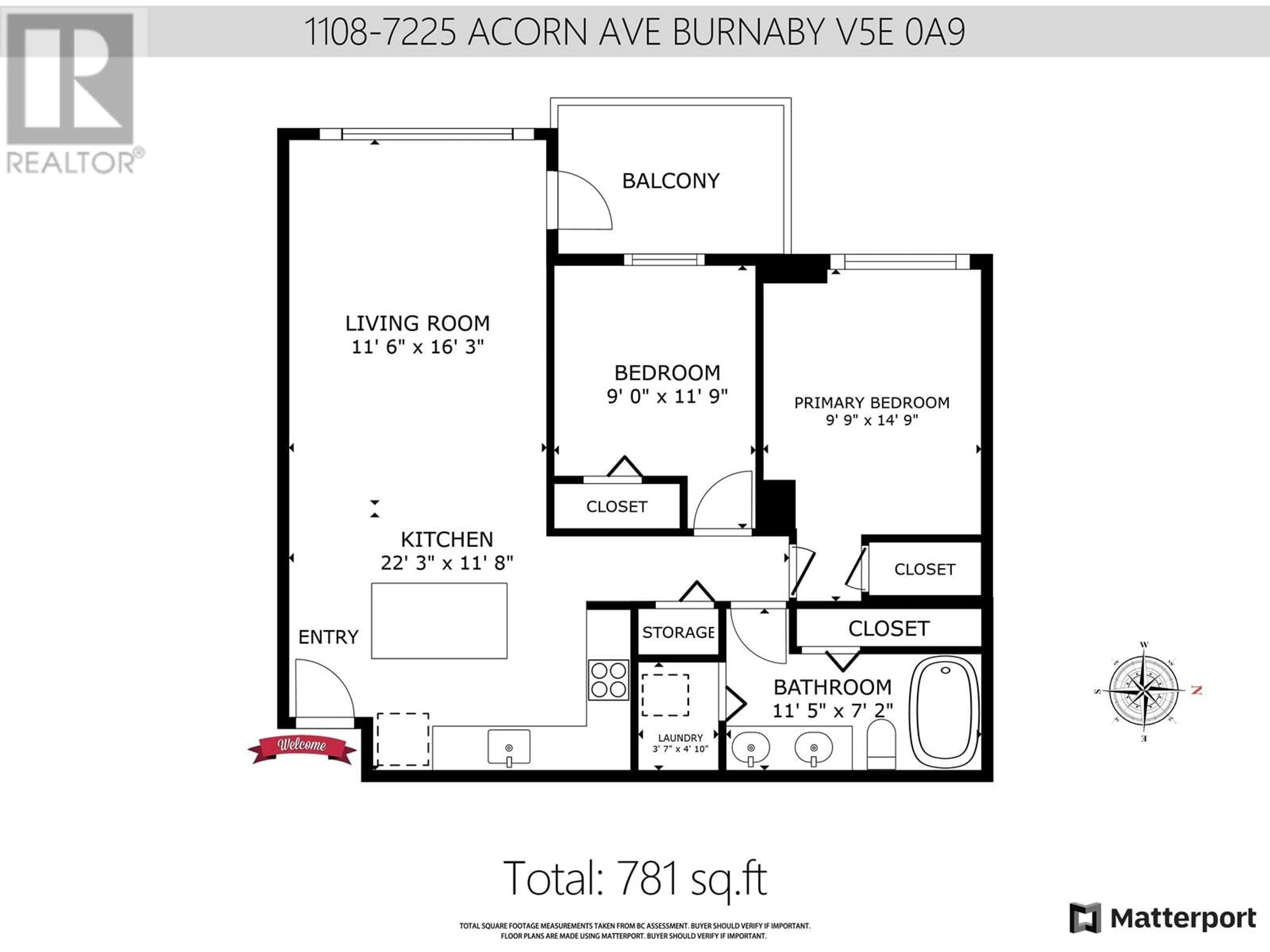 Floor plan for 1108 - 7225 ACORN AVENUE, Burnaby British Columbia V5E0A9