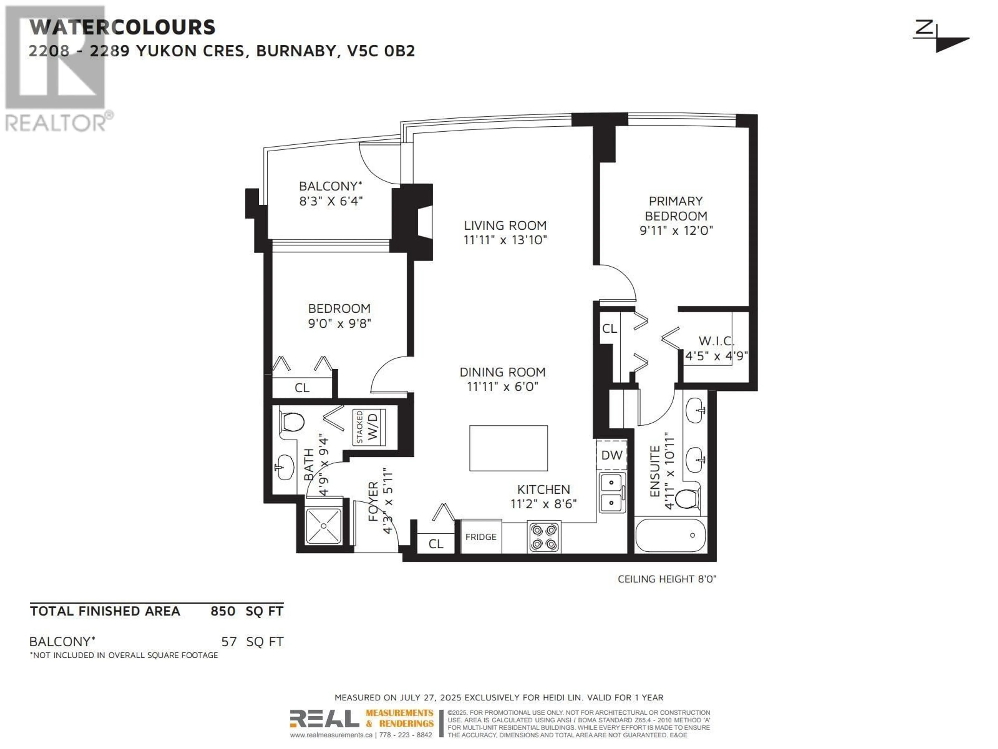 Floor plan for 2208 - 2289 YUKON CRESCENT, Burnaby British Columbia V5C0B2