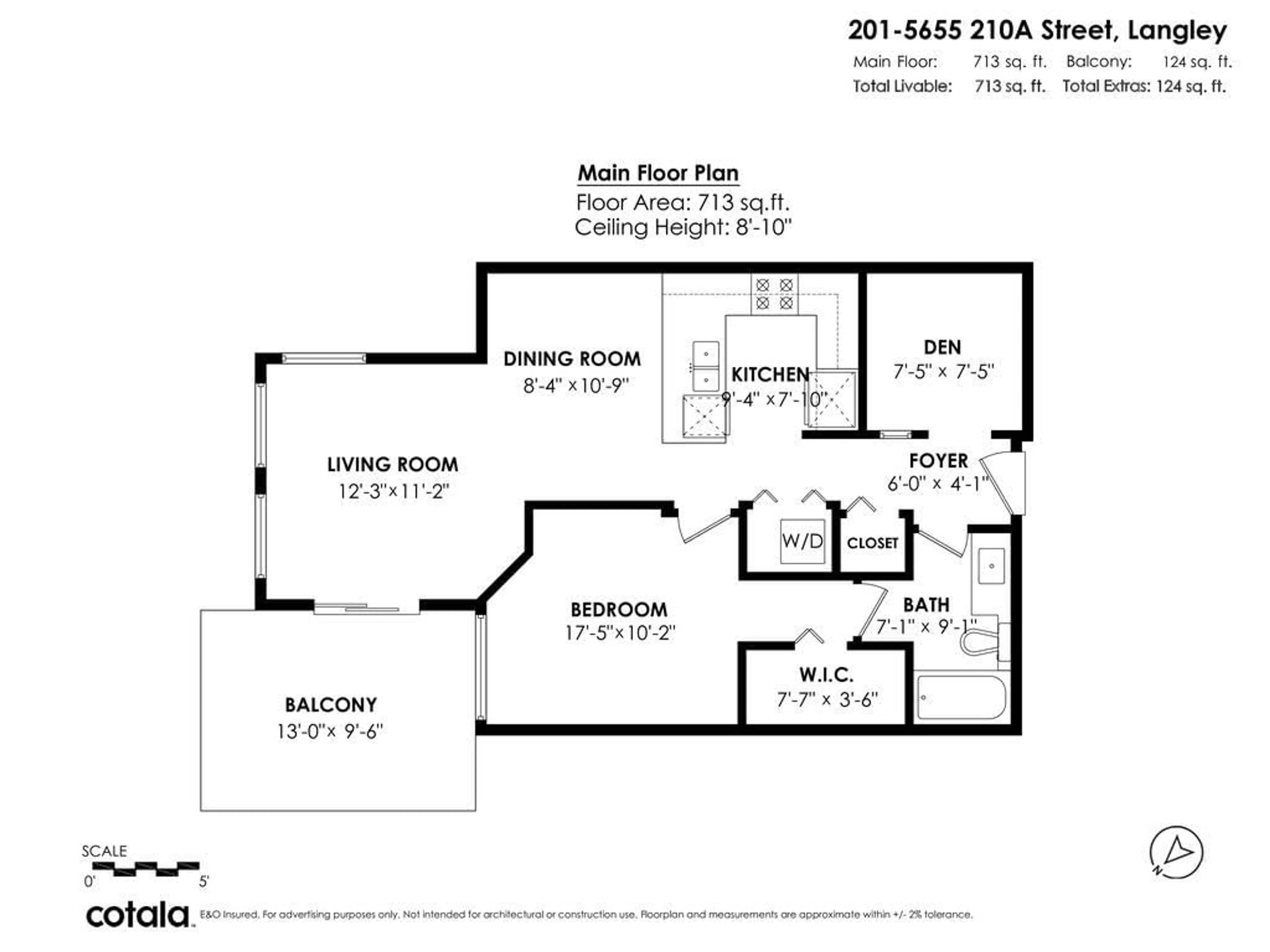 Floor plan for 201 - 5655 210A, Langley British Columbia V3A0G4