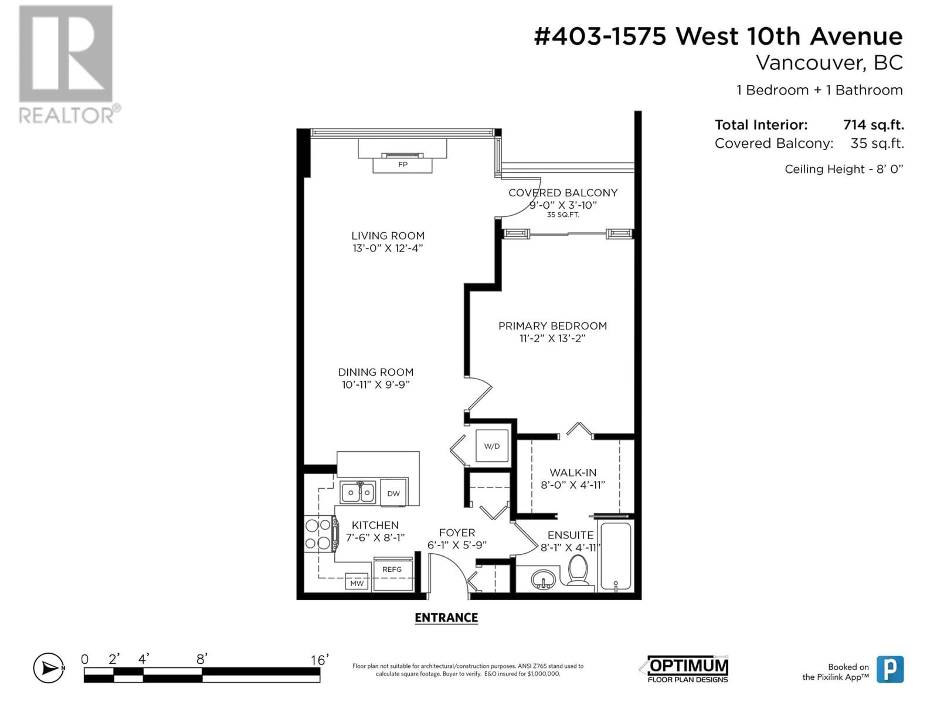 Floor plan for 703 - 1575 10TH AVENUE, Vancouver British Columbia V6J5L1