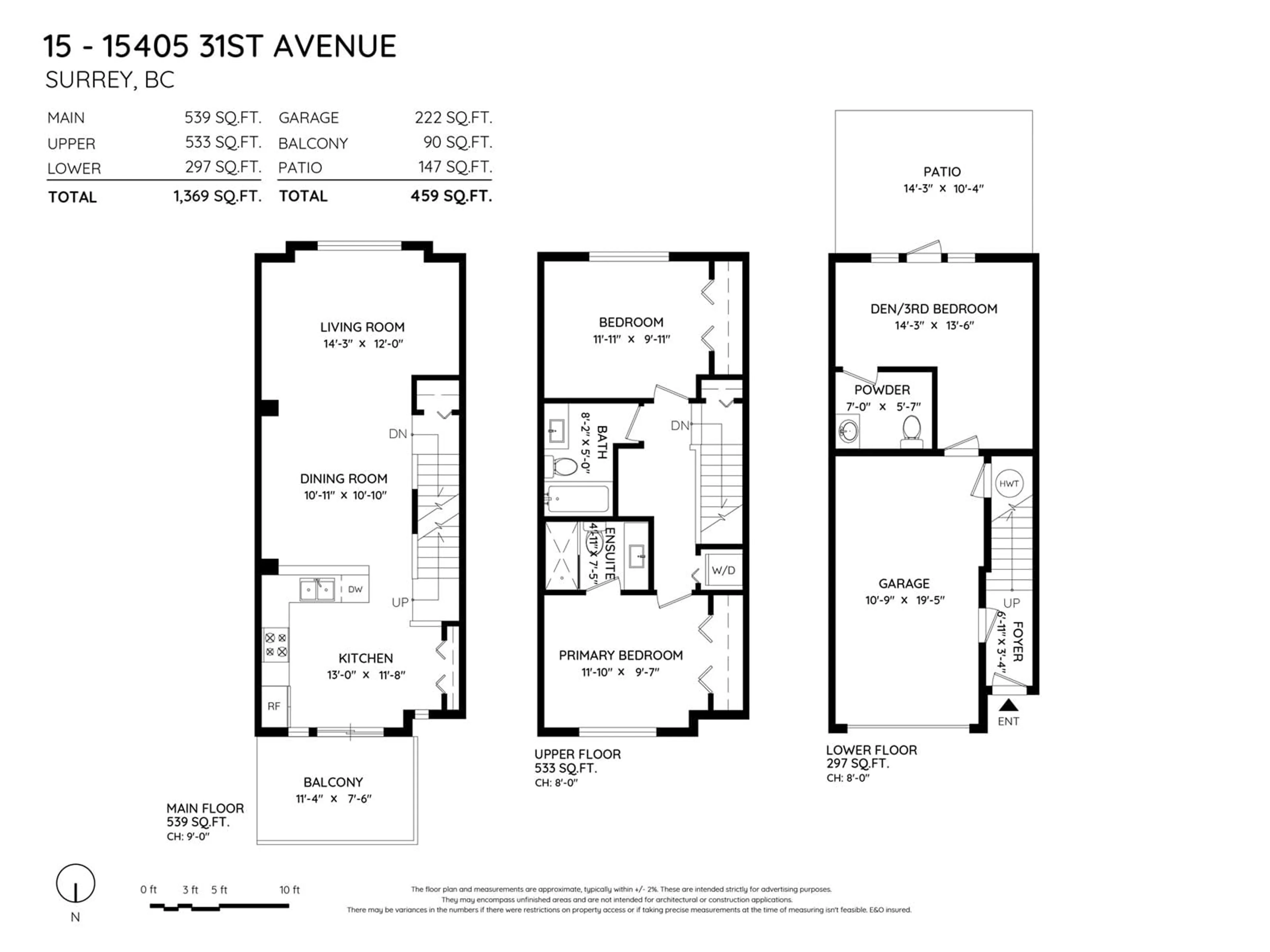 Floor plan for 15 - 15405 31, Surrey British Columbia V3Z2W5