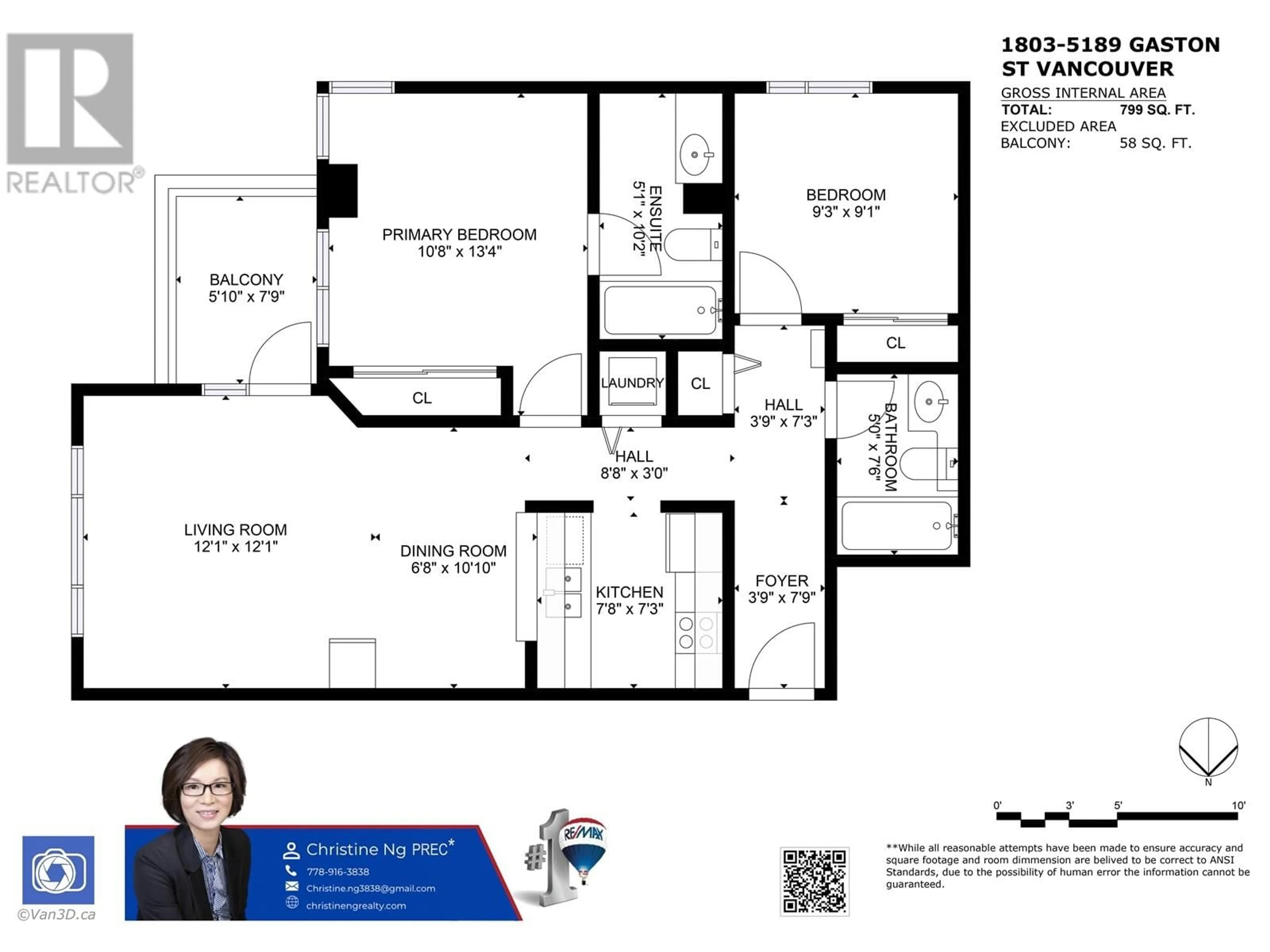 Floor plan for 1803 - 5189 GASTON STREET, Vancouver British Columbia V5R6C7