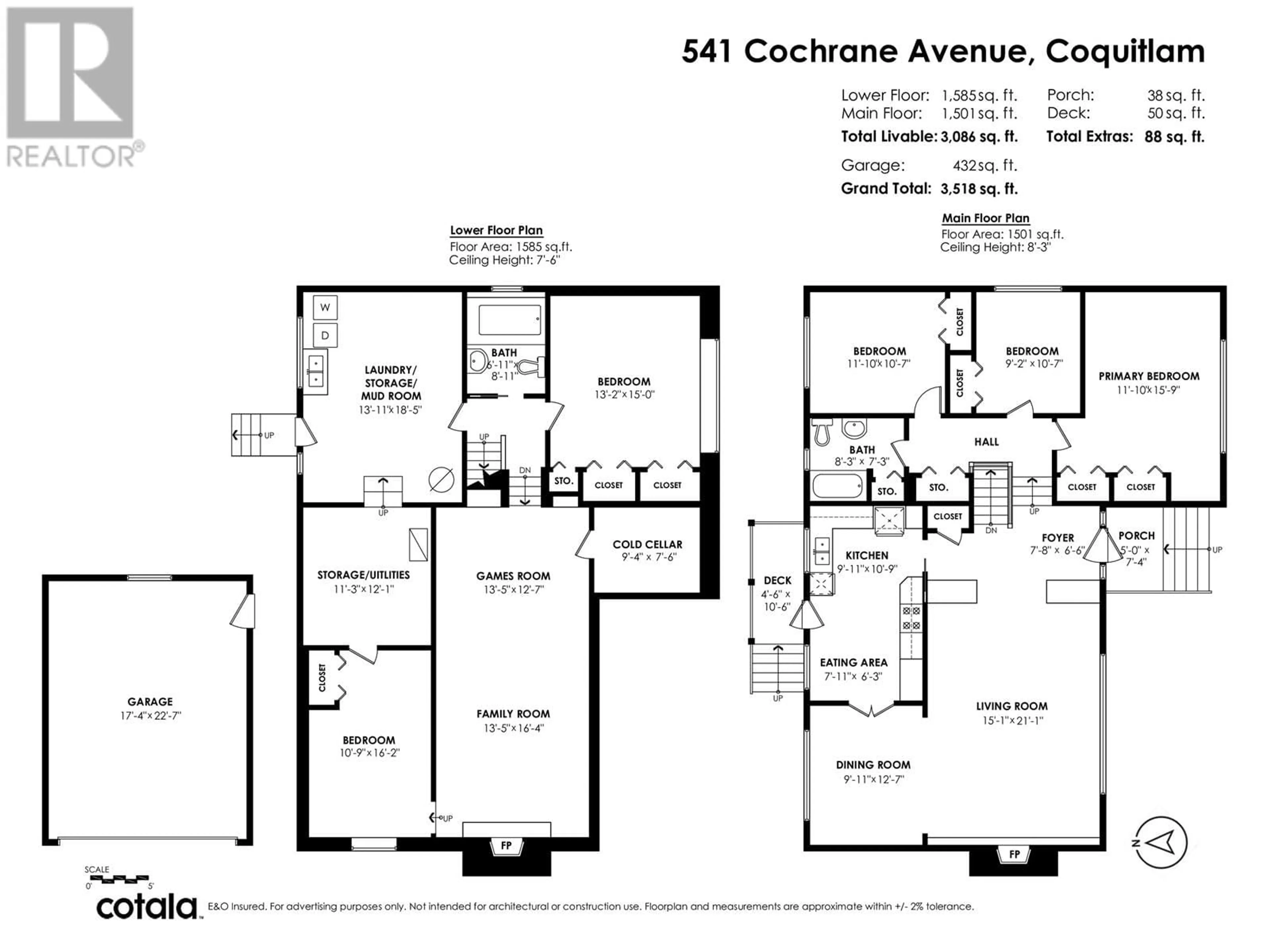 Floor plan for 541 COCHRANE AVENUE, Coquitlam British Columbia V3J2A3