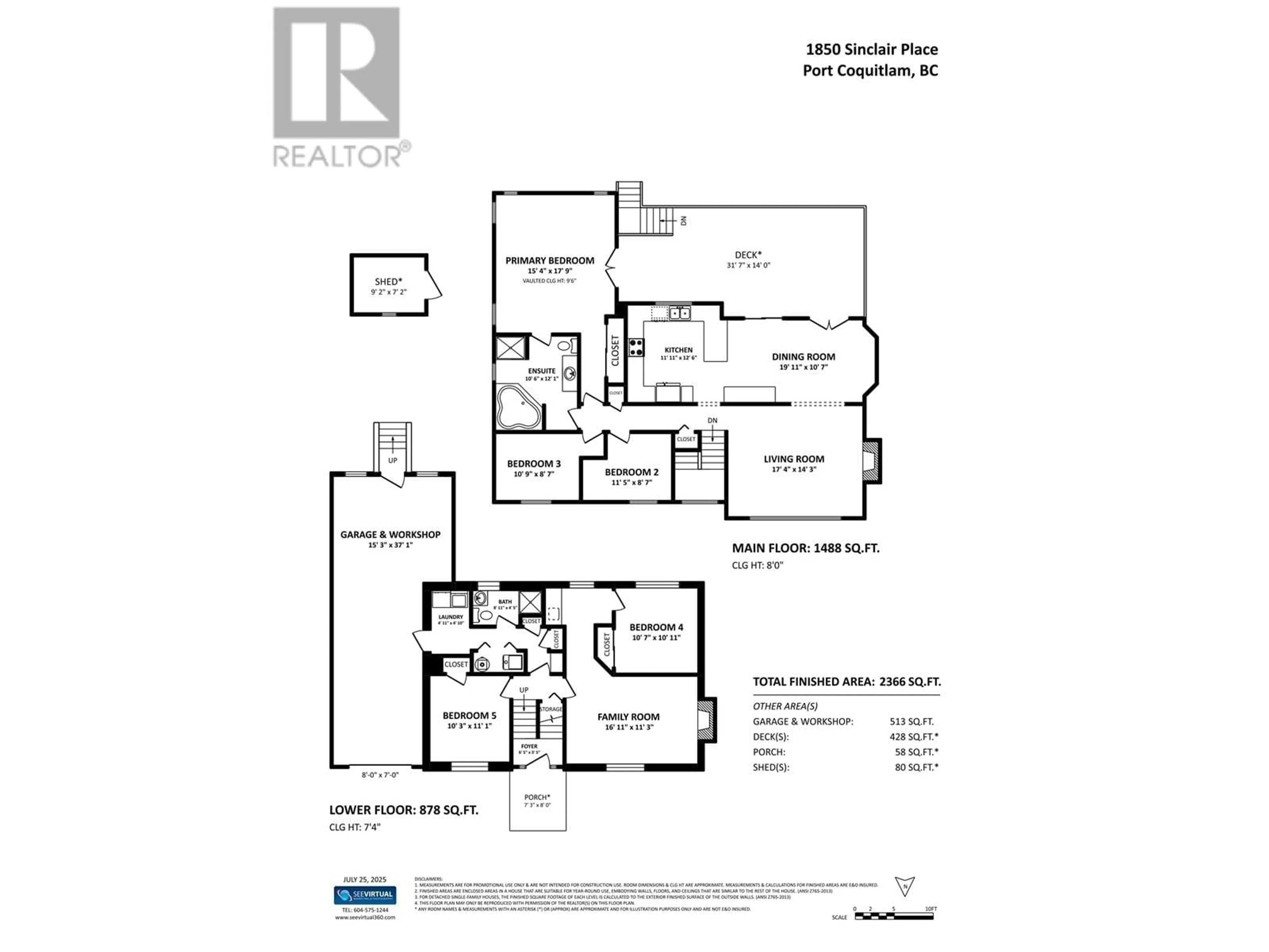 Floor plan for 1850 SINCLAIR PLACE, Port Coquitlam British Columbia V3C1B1