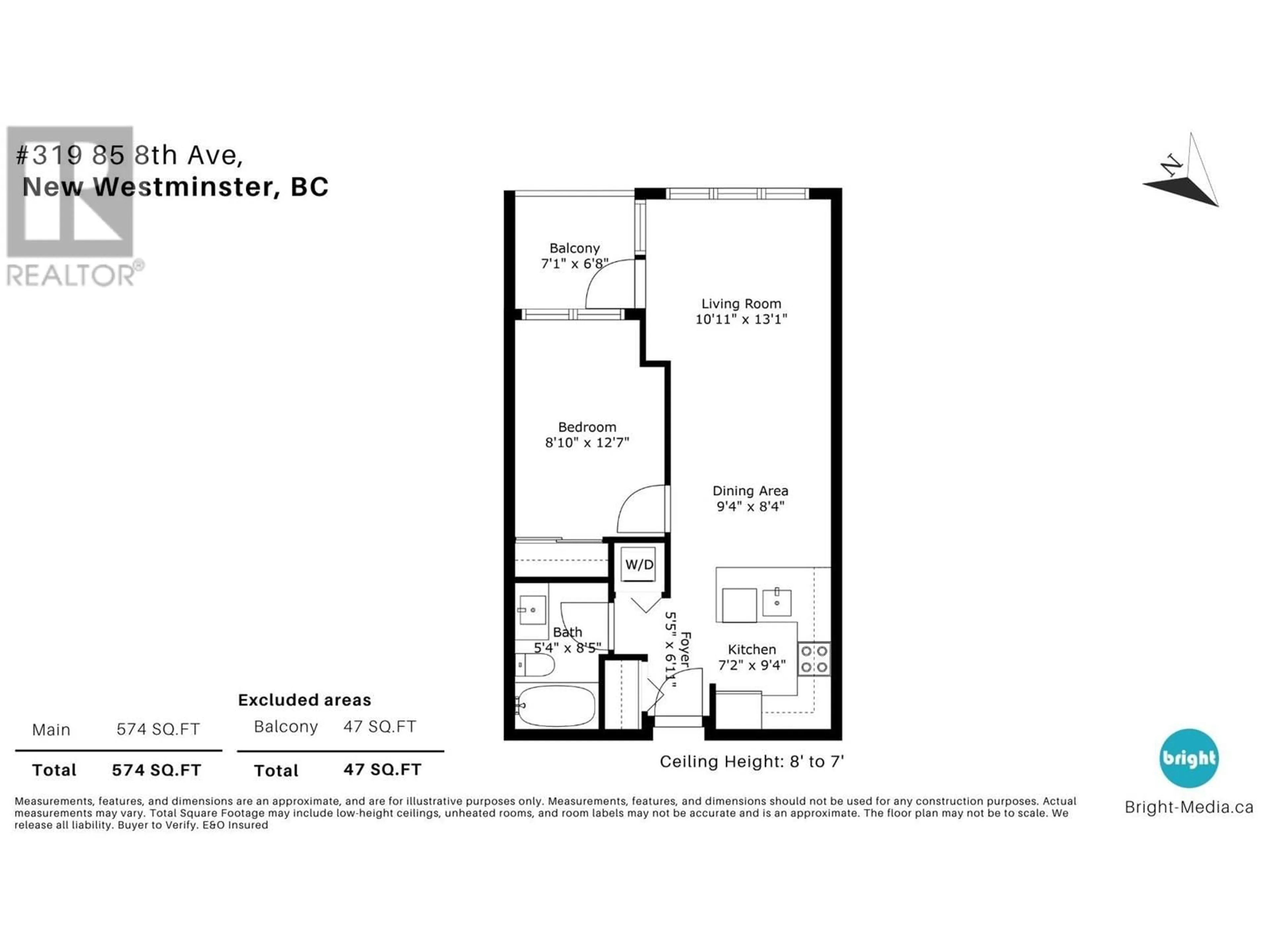 Floor plan for 319 - 85 EIGHTH AVENUE, New Westminster British Columbia V3L0E9