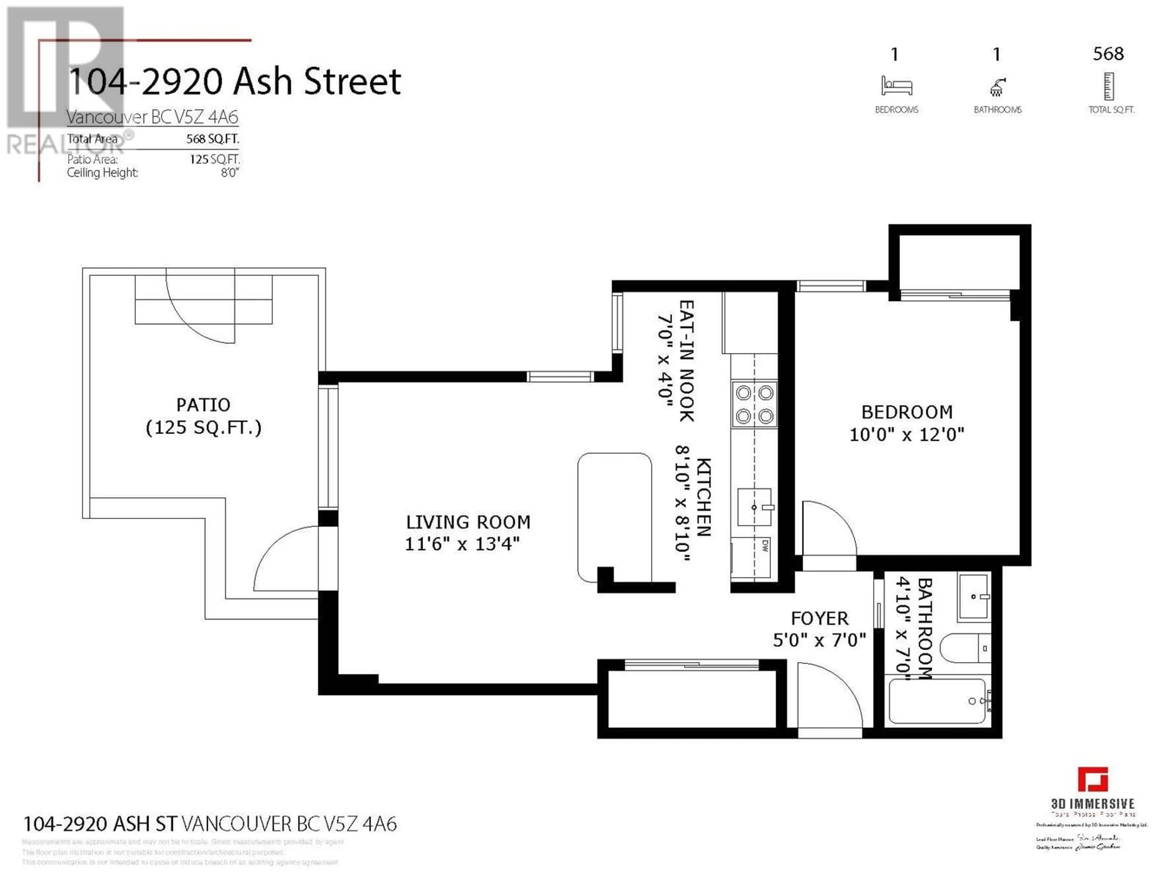 Floor plan for 104 - 2920 ASH STREET, Vancouver British Columbia V5Z4A6