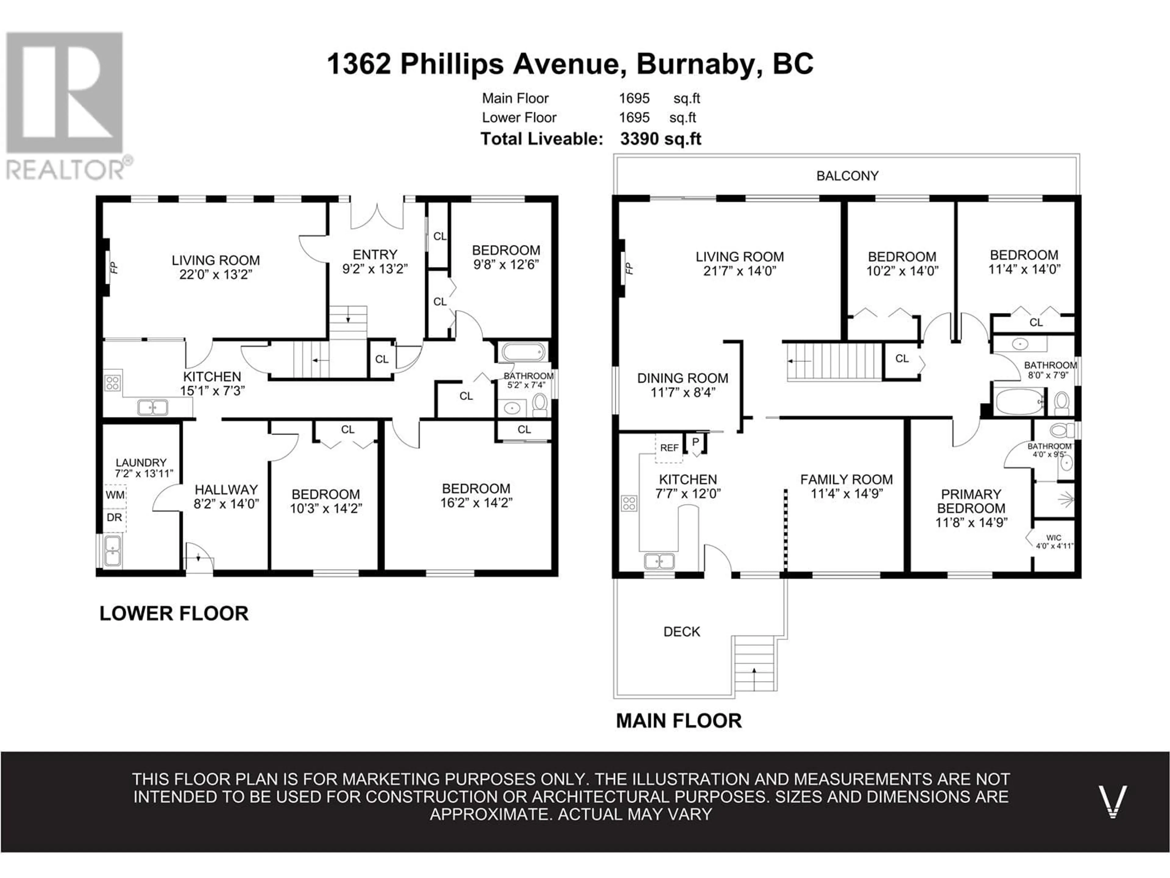 Floor plan for 1362 PHILLIPS AVENUE, Burnaby British Columbia V5A3Z3