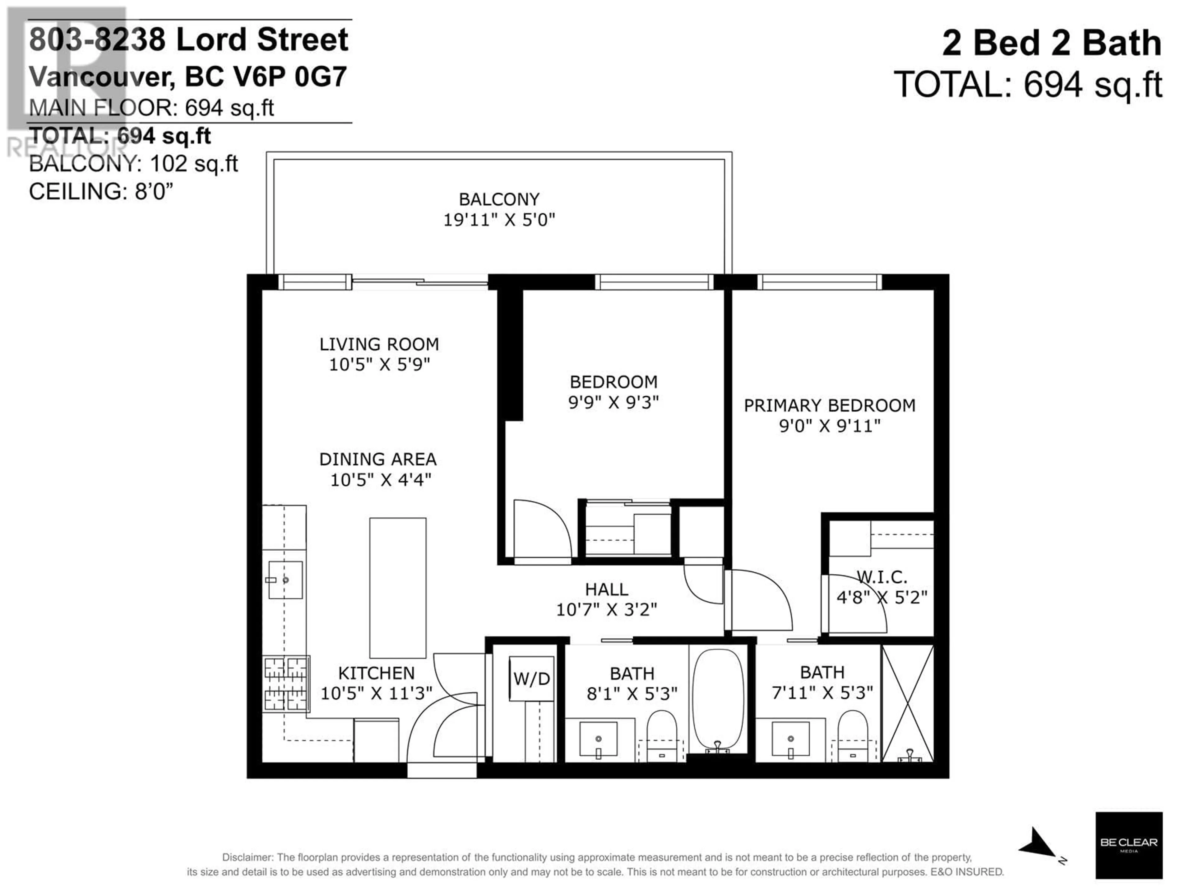 Floor plan for 803 - 8238 LORD STREET, Vancouver British Columbia V6P0G7