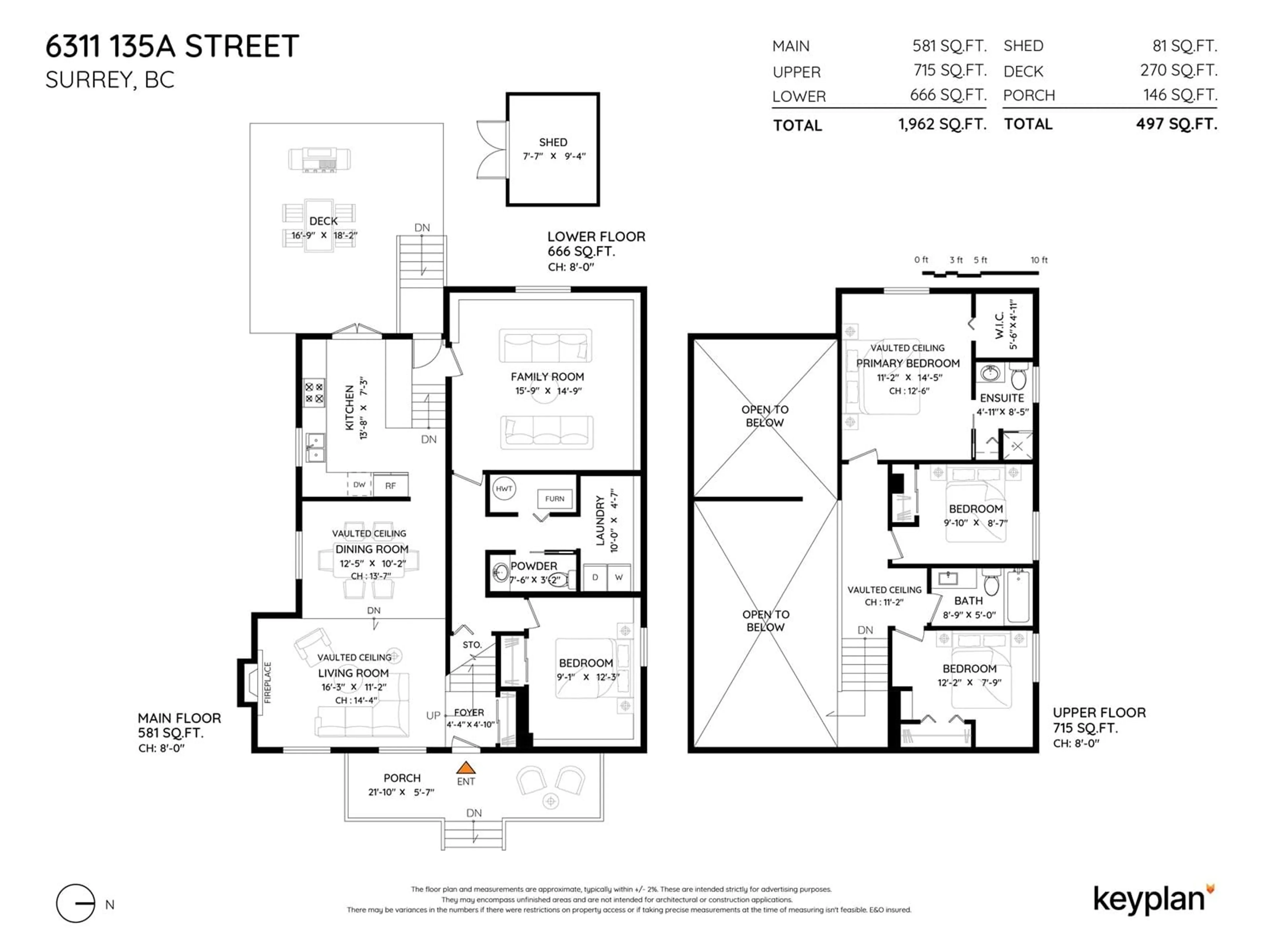 Floor plan for 6311 135A, Surrey British Columbia V3X1J7