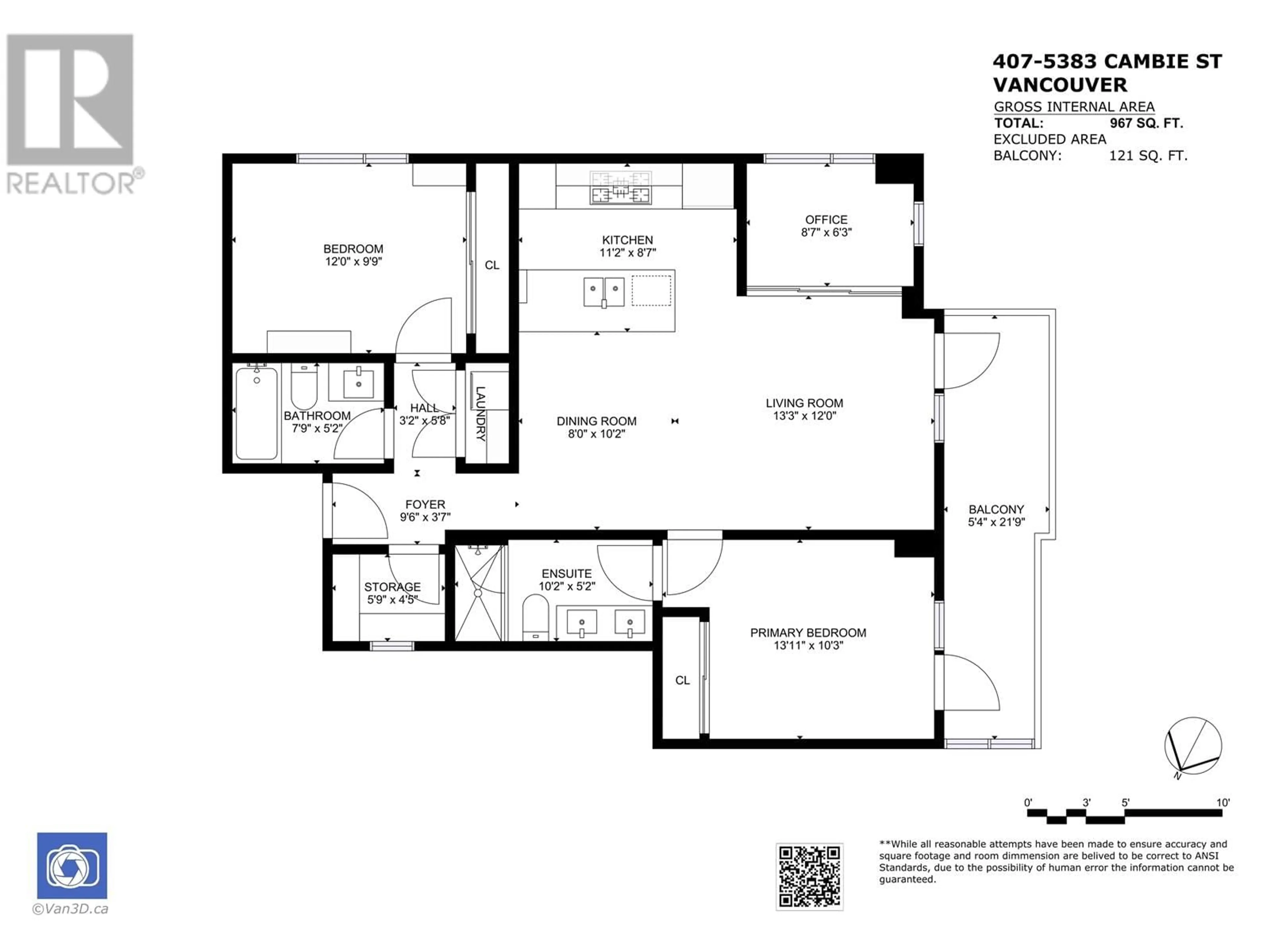 Floor plan for 407 - 5383 CAMBIE STREET, Vancouver British Columbia V5Z2Z9