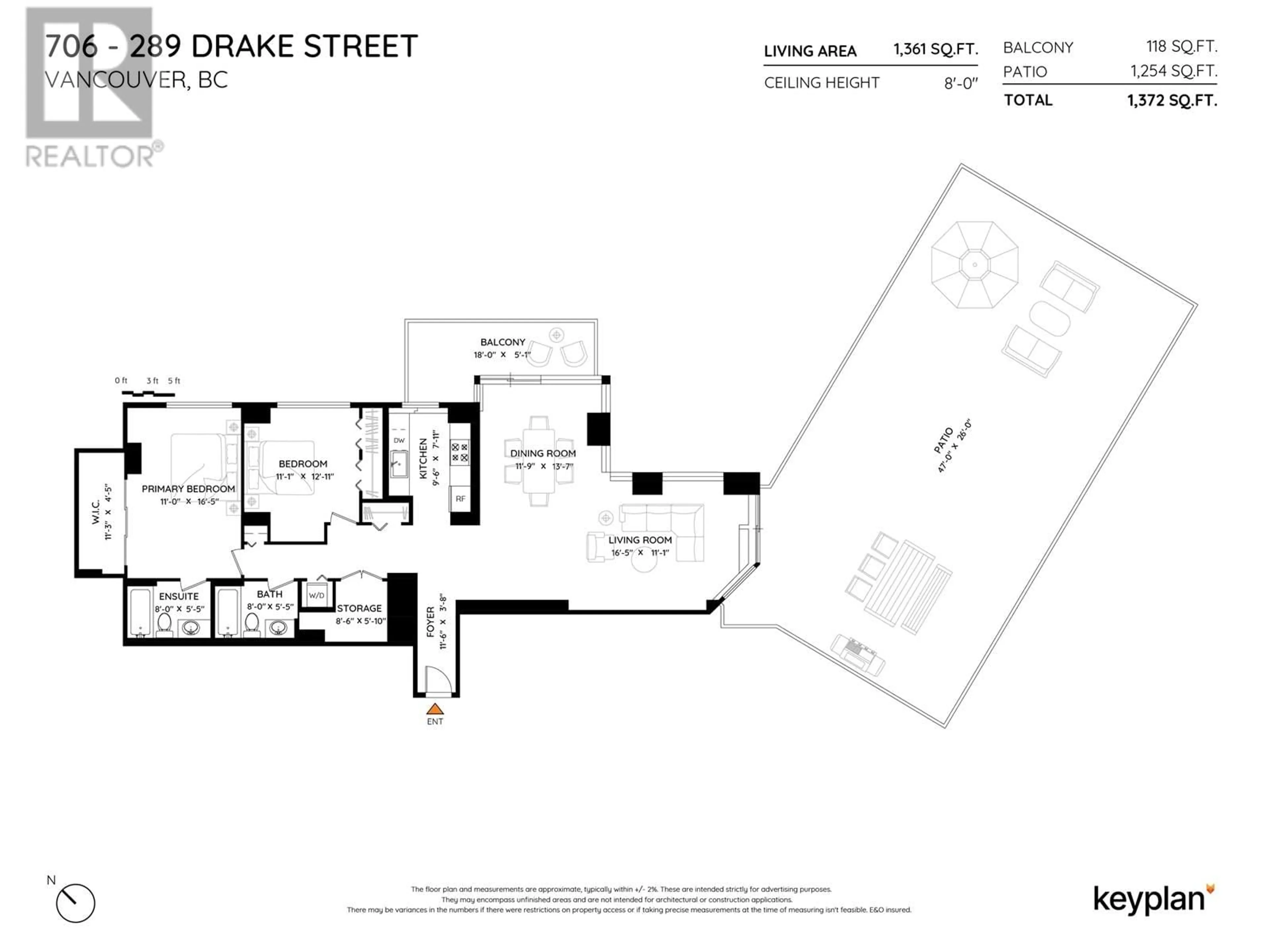 Floor plan for 706 - 289 DRAKE STREET, Vancouver British Columbia V6B5Z5