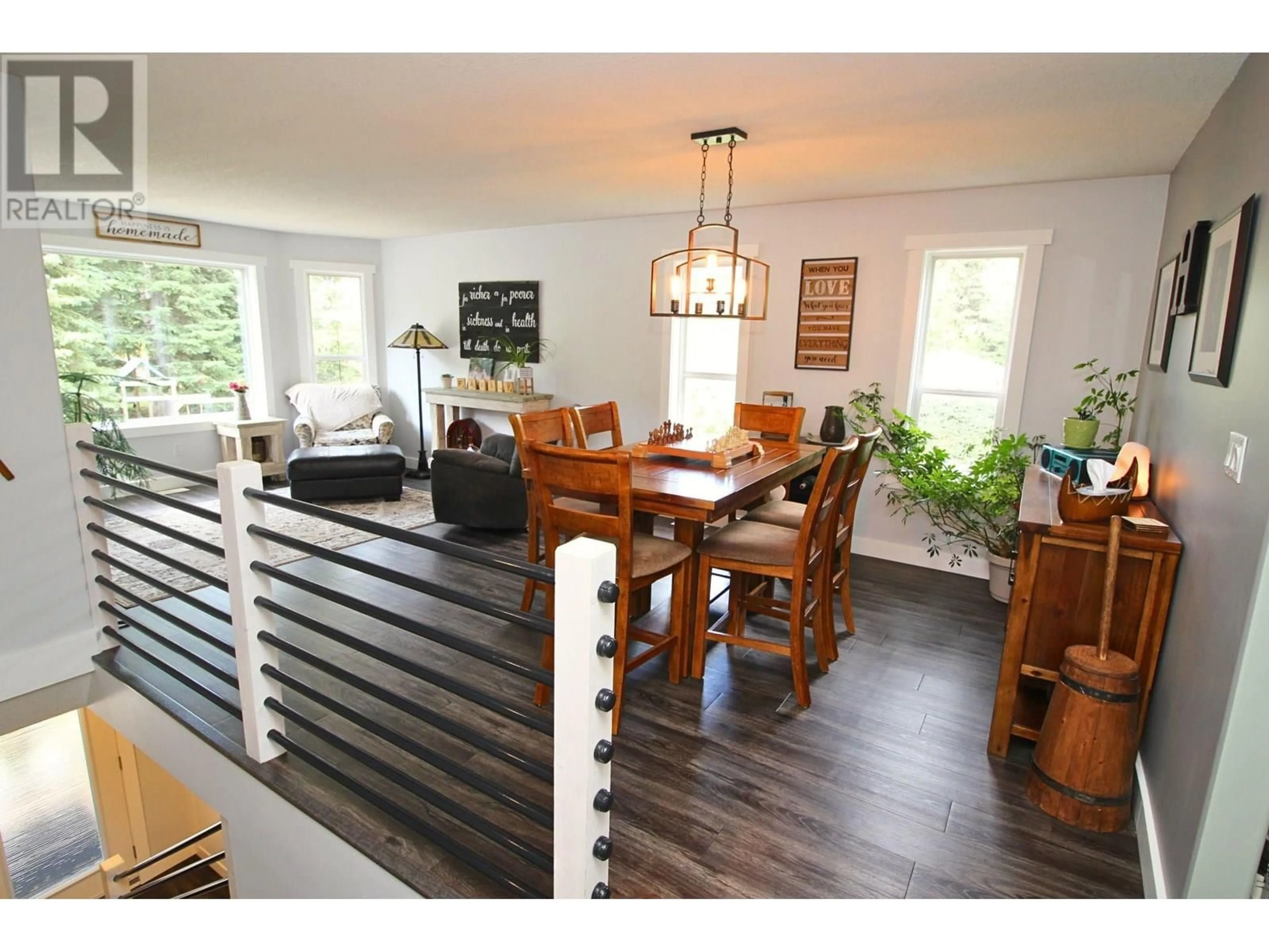 Open concept kitchen, wood/laminate floor for 4646 GUN RANGE ROAD, Houston British Columbia V0J1Z2