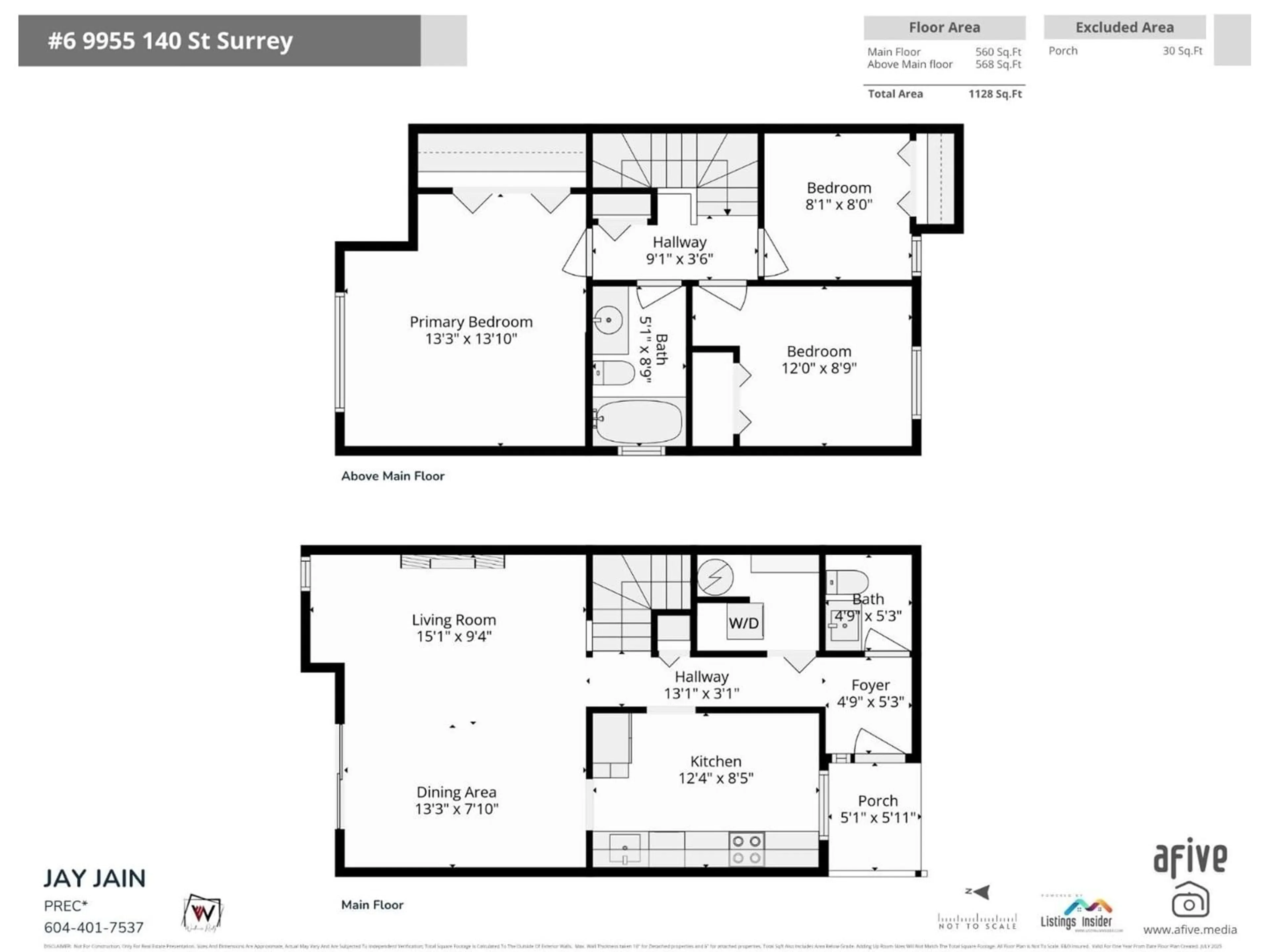 Floor plan for 6 - 9955 140, Surrey British Columbia V3T4M4