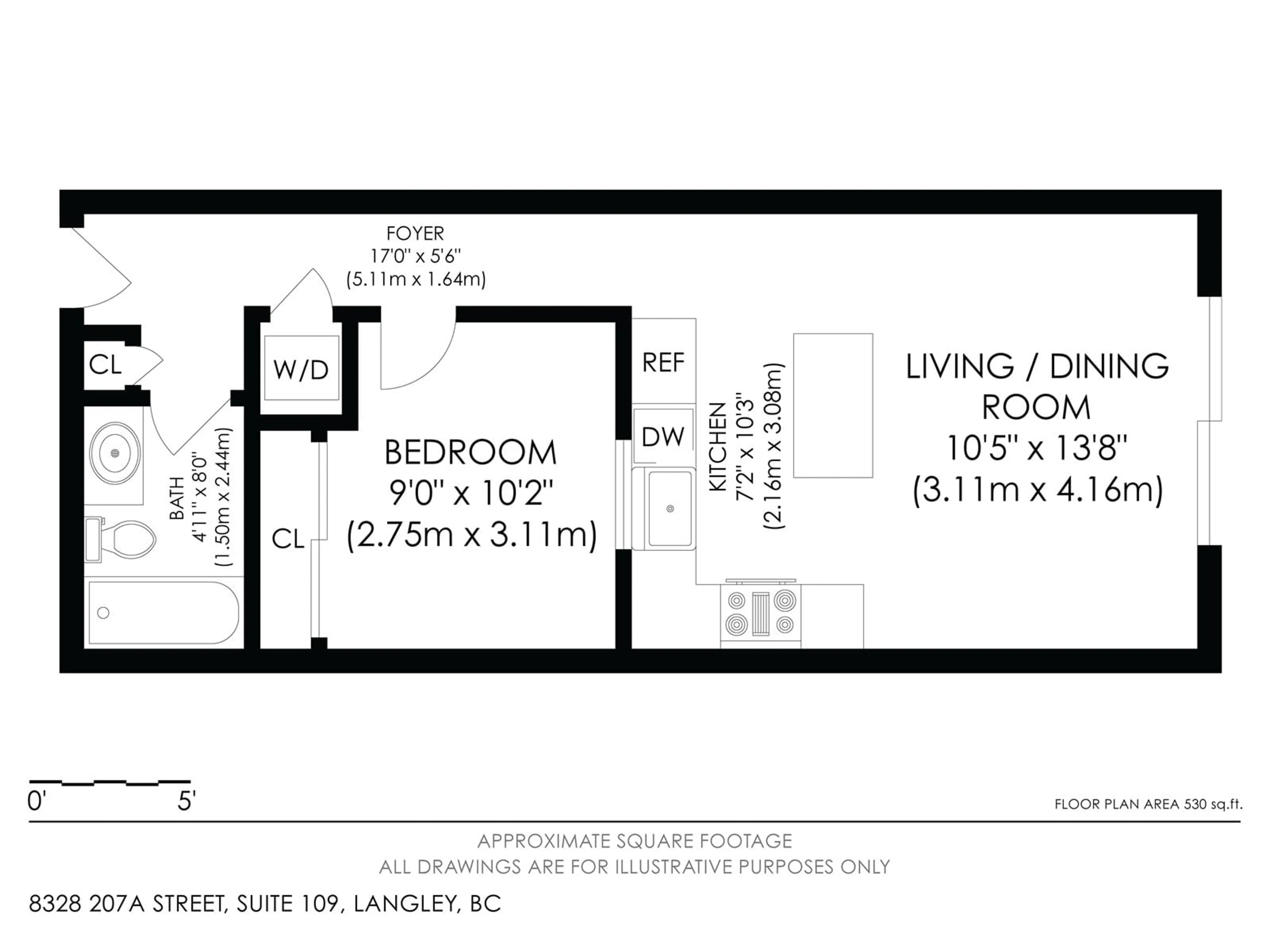 Floor plan for 109 - 8328 207A, Langley British Columbia V2Y0K5