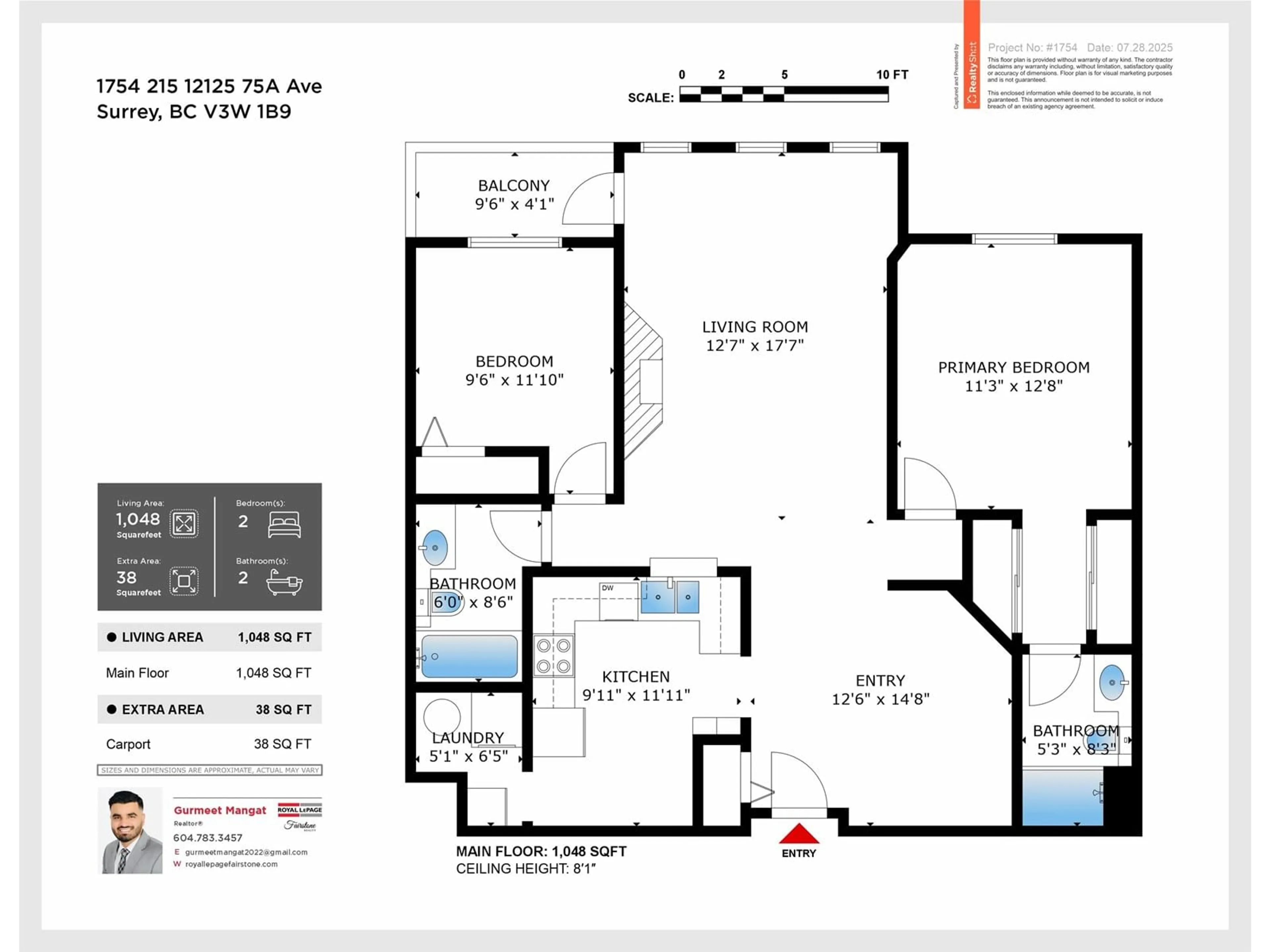 Floor plan for 215 - 12125 75A, Surrey British Columbia V3W1B9
