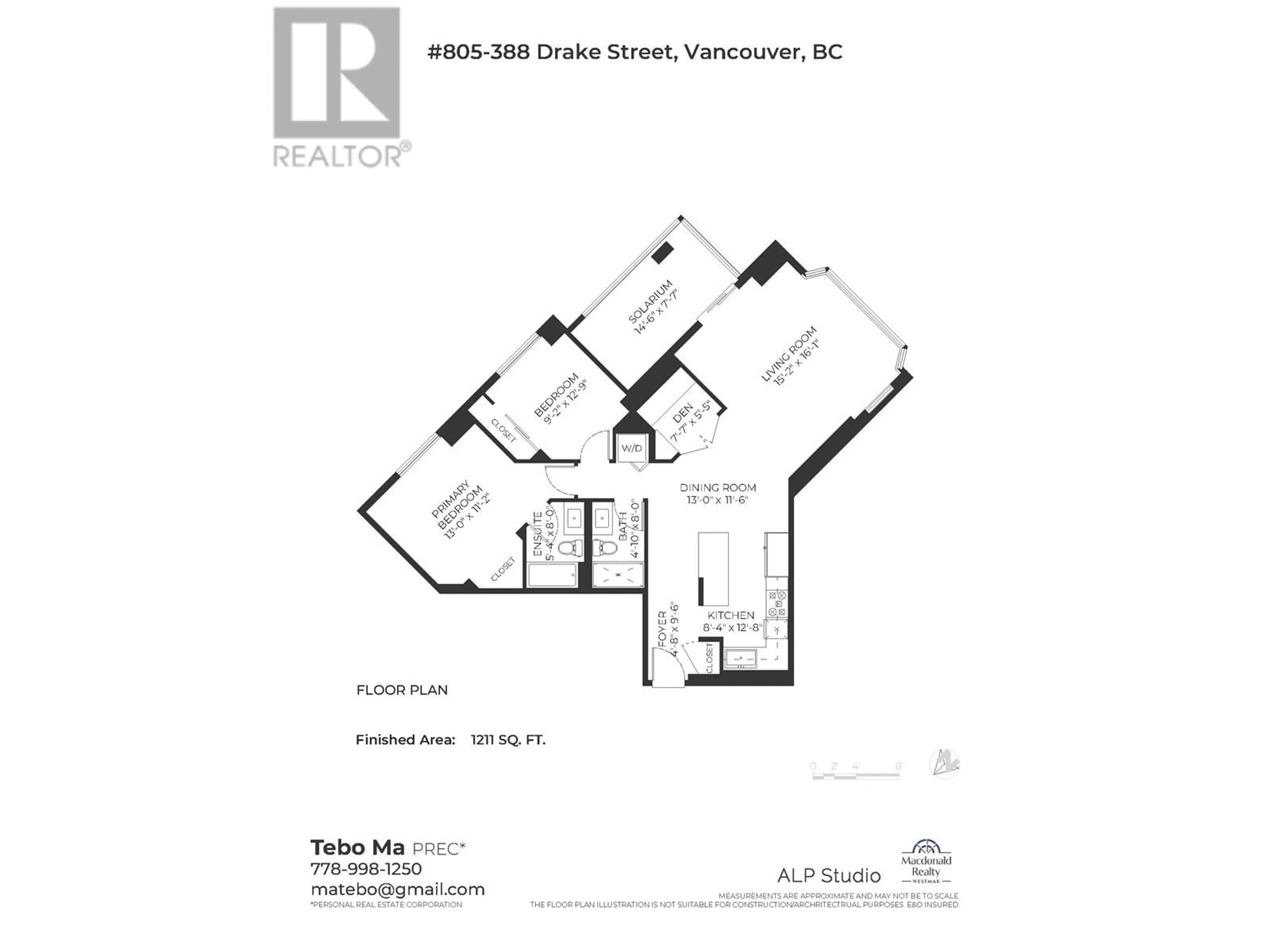 Floor plan for 805 - 388 DRAKE STREET, Vancouver British Columbia V6B6A8