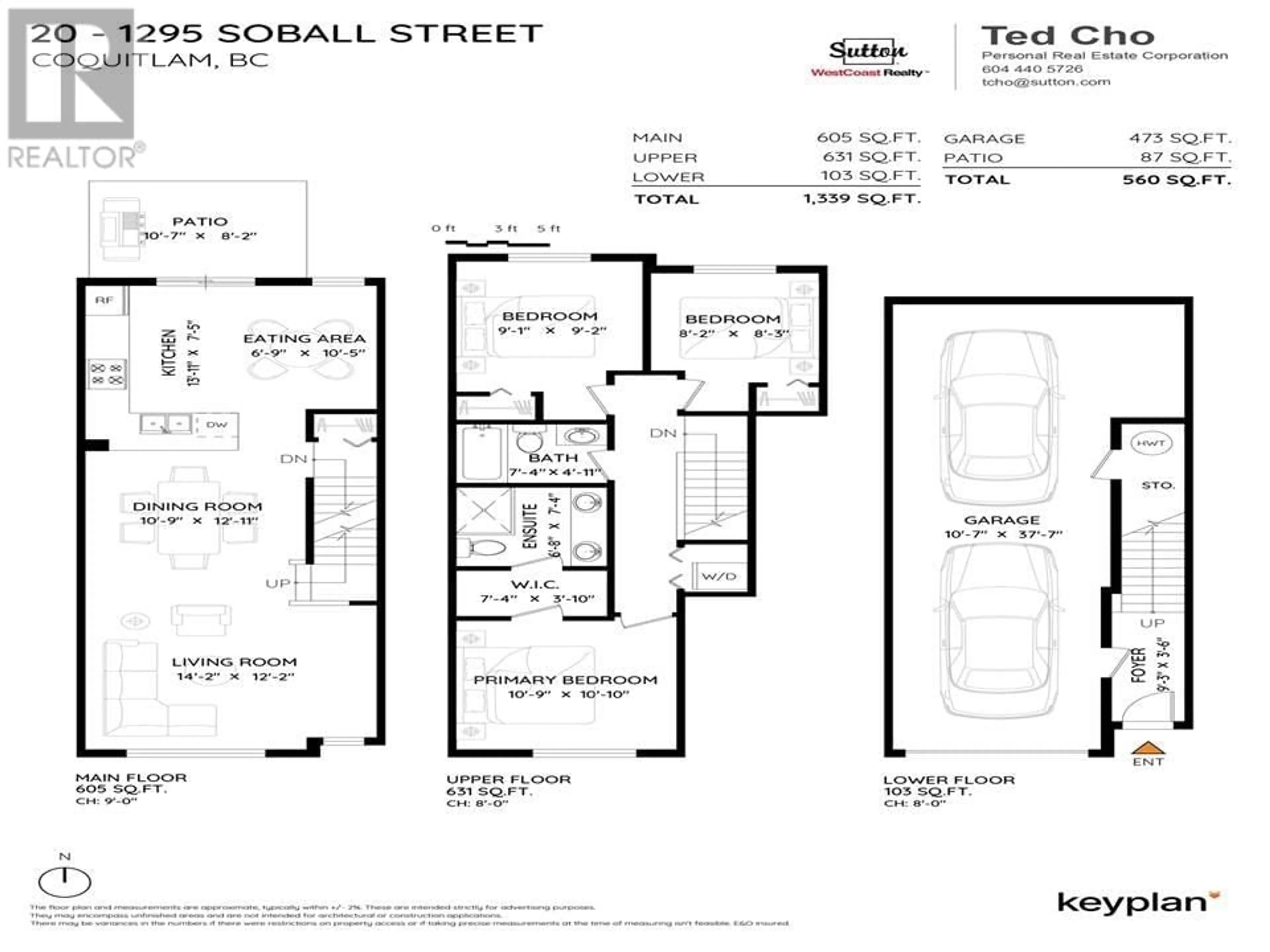 Floor plan for 20 - 1295 SOBALL STREET, Coquitlam British Columbia V3E0G9