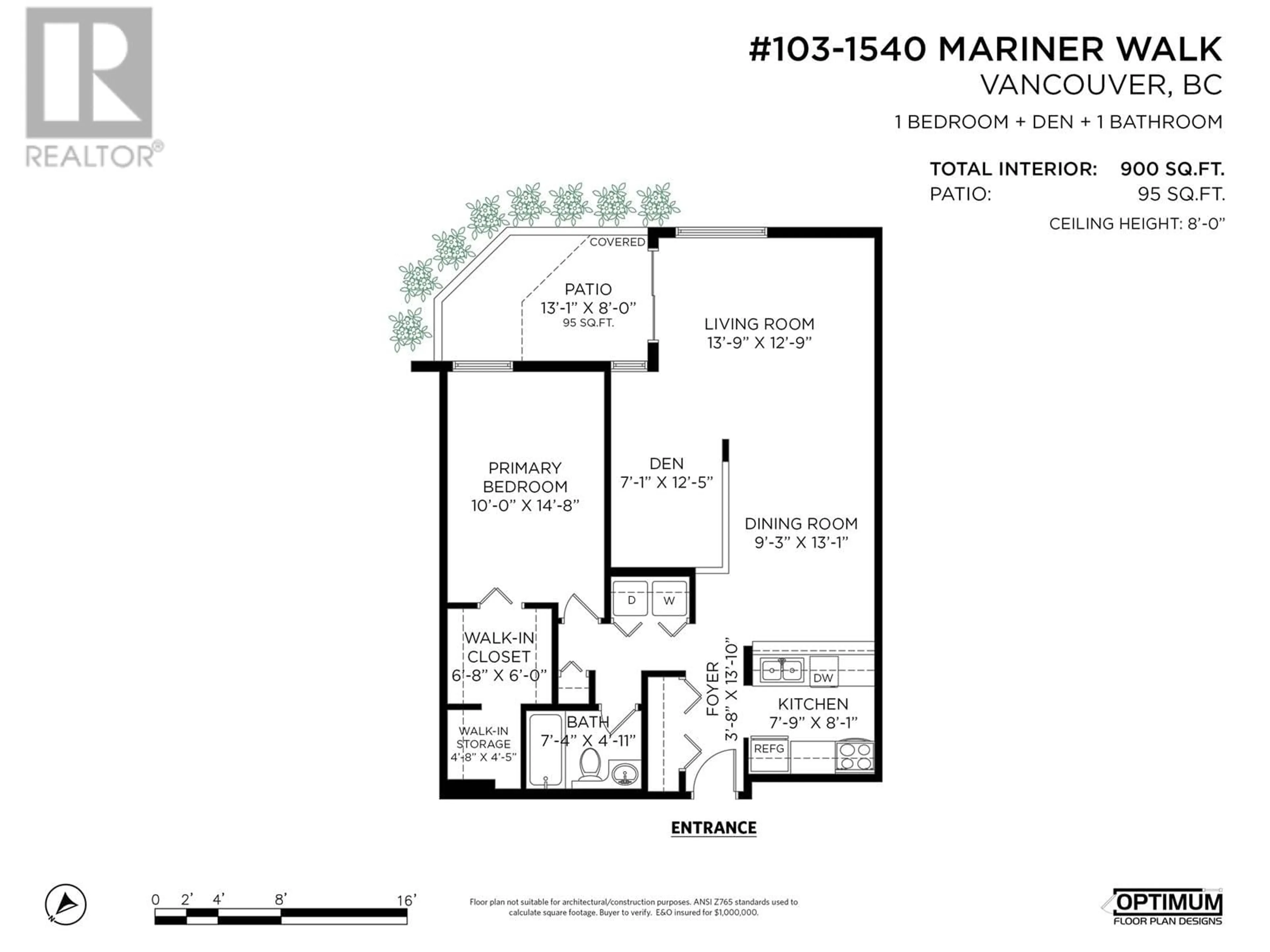 Floor plan for 103 - 1540 MARINER WALK, Vancouver British Columbia V6J4X9