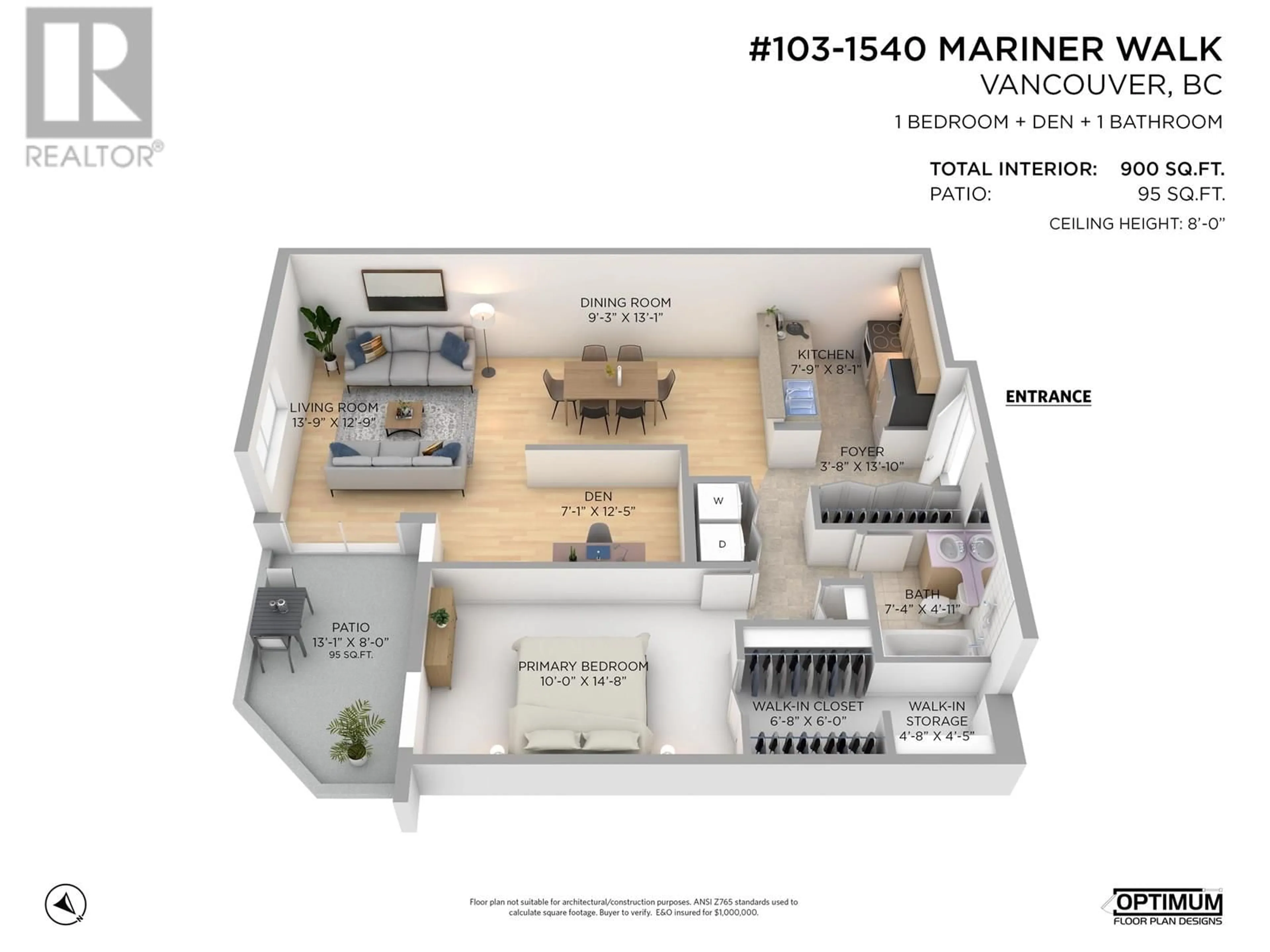 Floor plan for 103 - 1540 MARINER WALK, Vancouver British Columbia V6J4X9