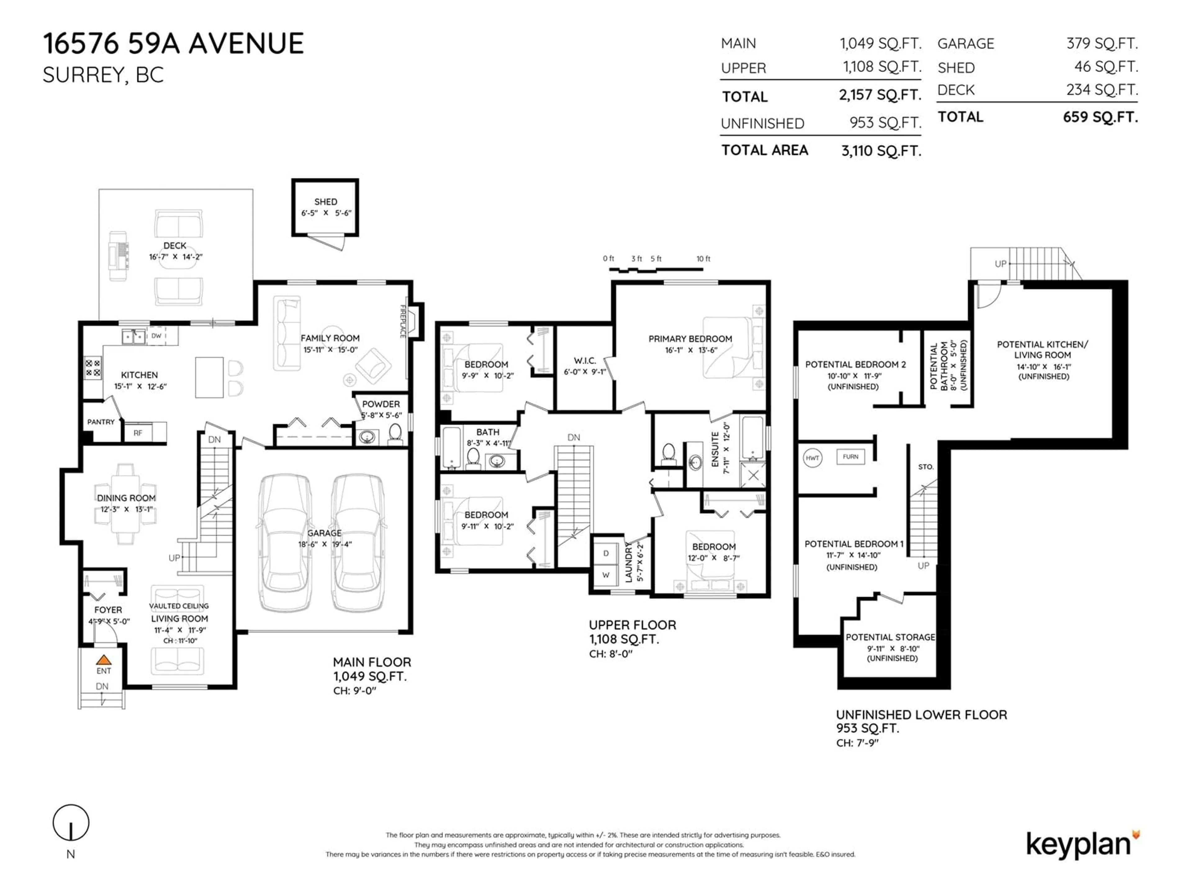 Floor plan for 16576 59A, Surrey British Columbia V3S4N9