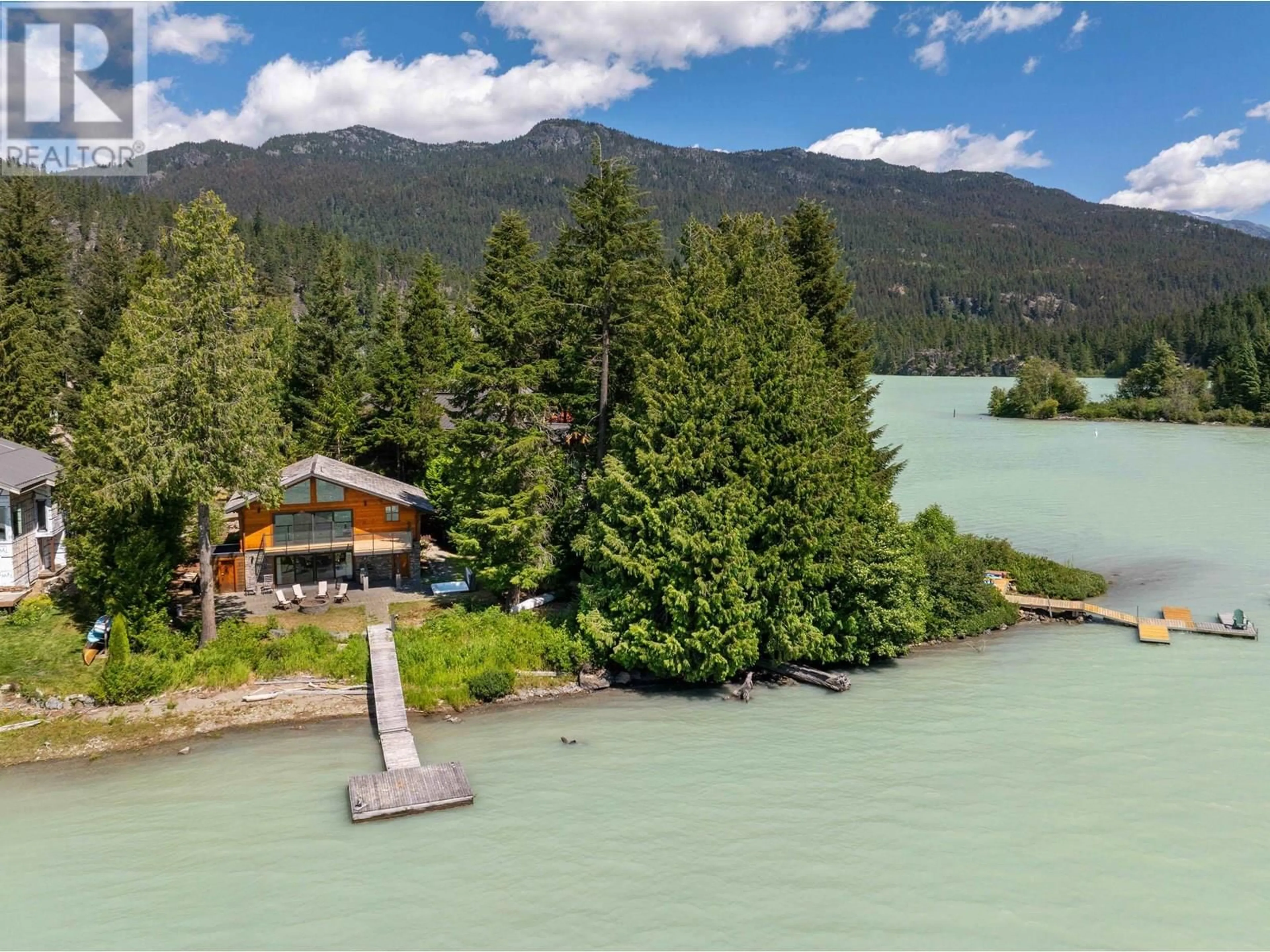 A pic from outside/outdoor area/front of a property/back of a property/a pic from drone, water/lake/river/ocean view for 9249 LAKESHORE DRIVE, Whistler British Columbia V8E0G6