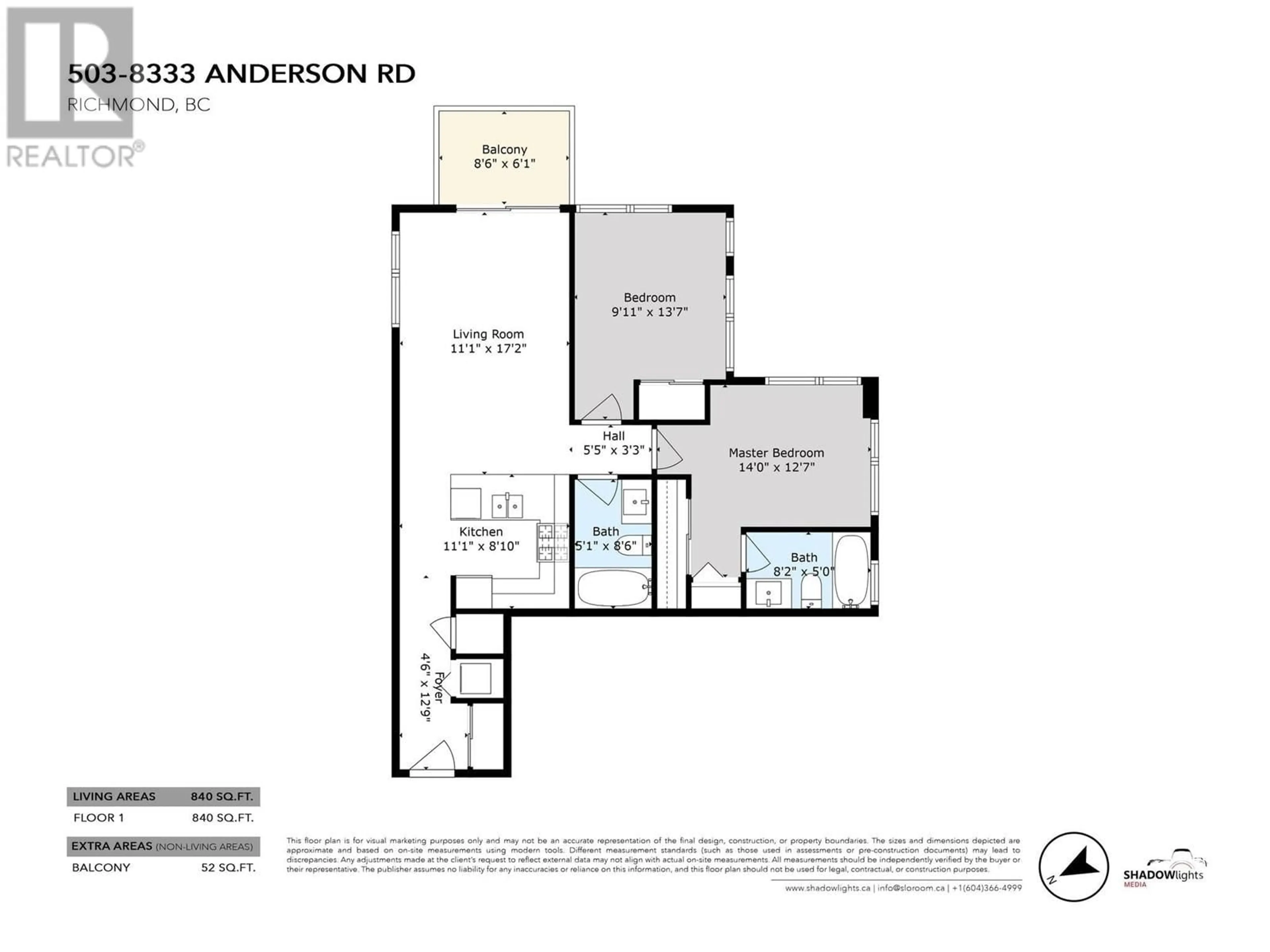 Floor plan for 503 - 8333 ANDERSON ROAD, Richmond British Columbia V6Y0E2