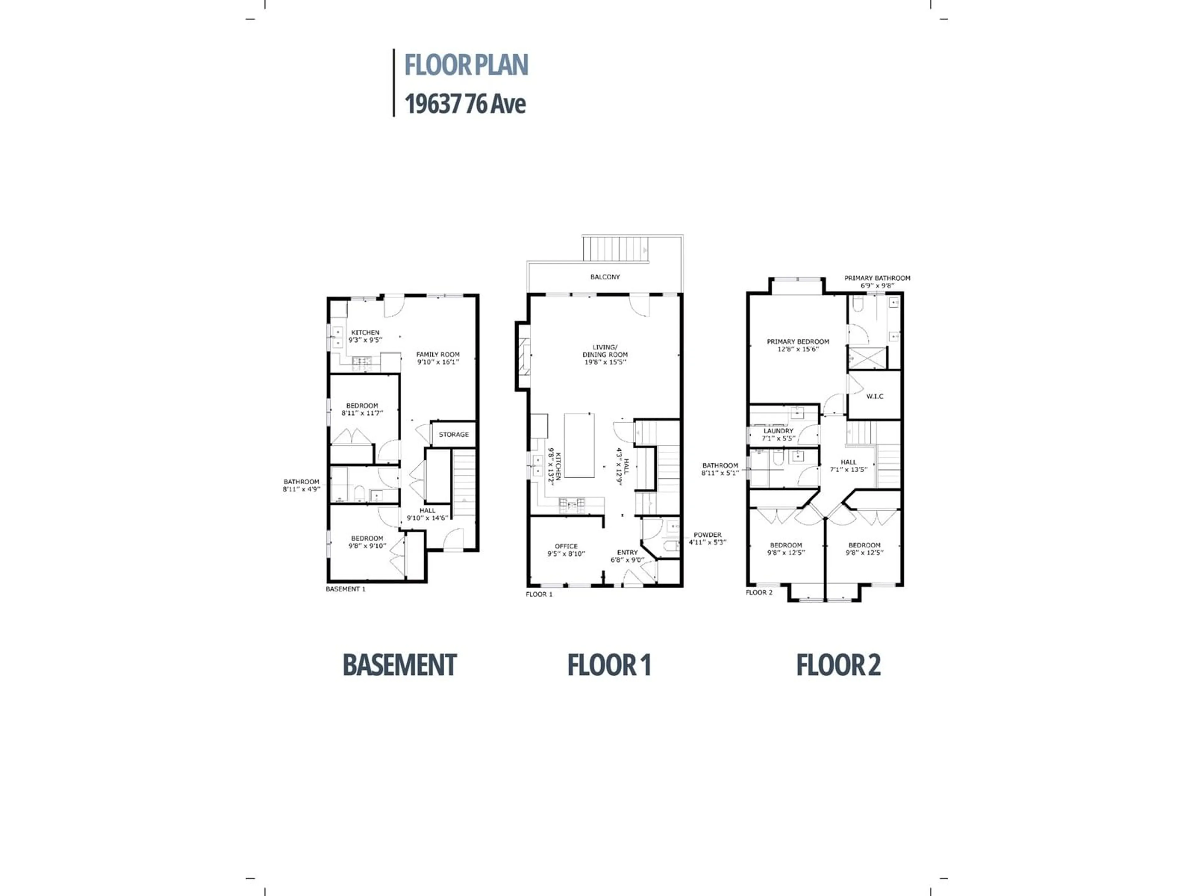 Floor plan for 19637 76, Langley British Columbia V2Y3V2